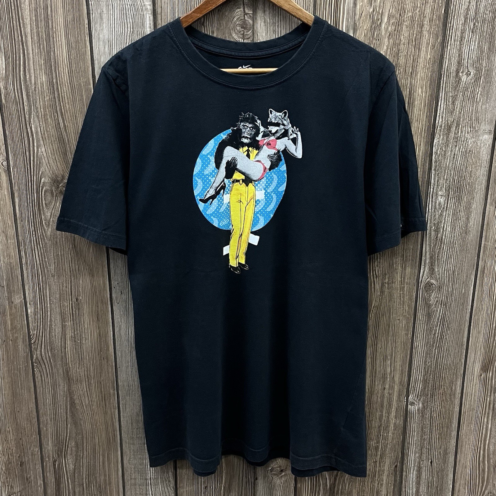 Nike 6.0 Gorilla Wolf Skateboarding Graphic Tee Shirt Y2K Black Mens XXL 2XL