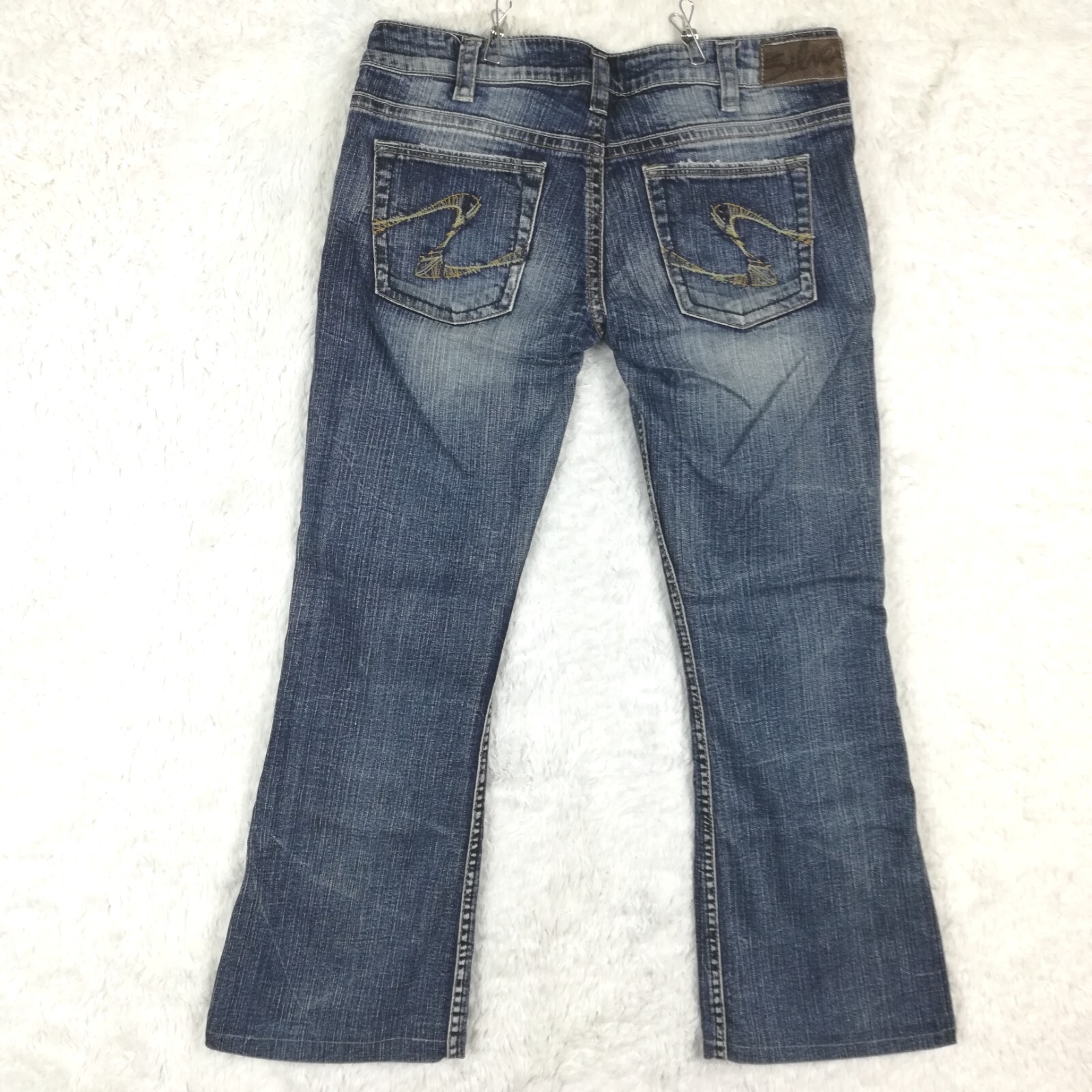 Silver Jeans Womens Twisted Flare Boot Cut Denim Blue Stone Wash Short 30