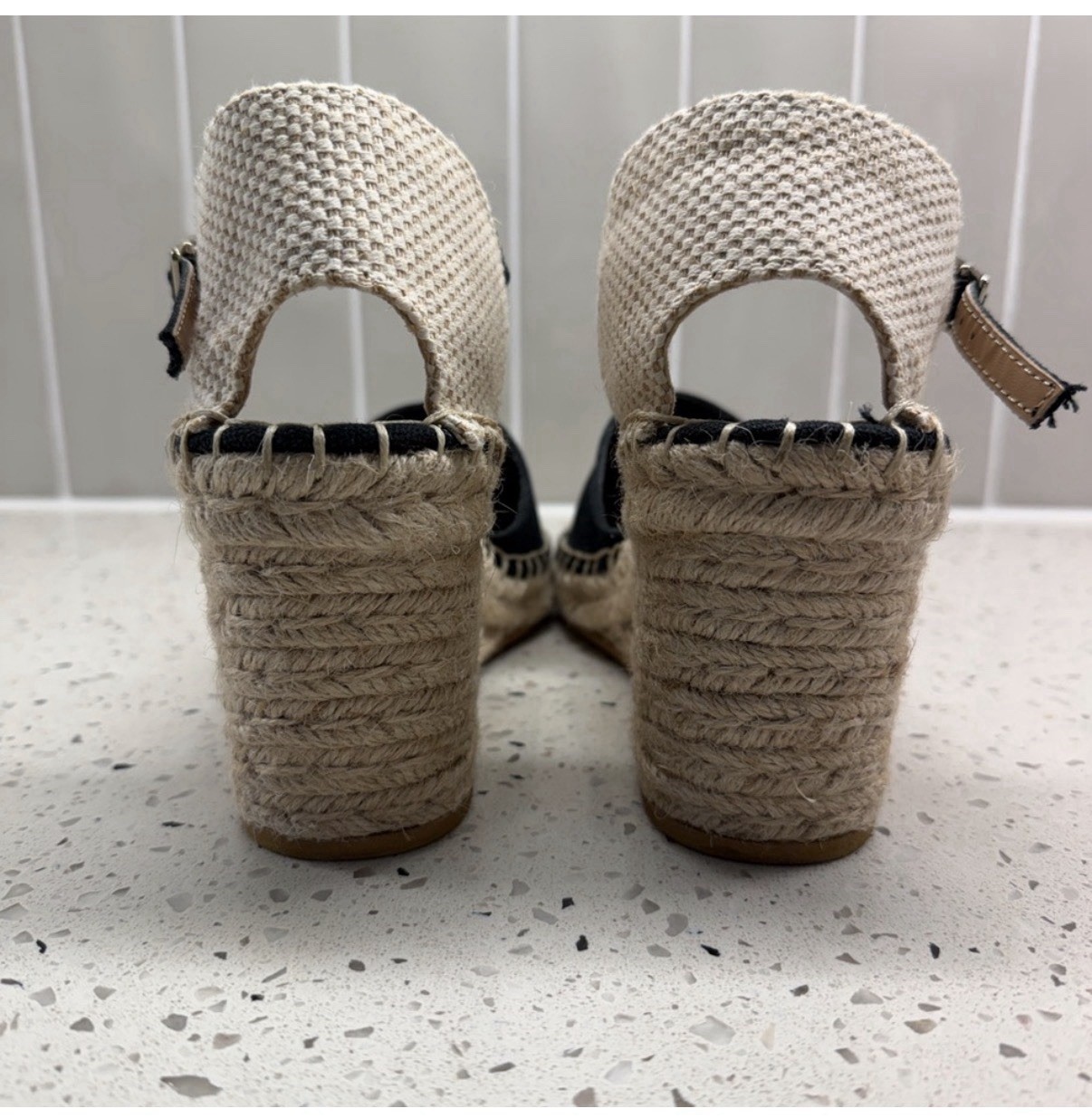 H&M Espadrilles Black Sandals Ankle Strap Women’s 37 (7 US)