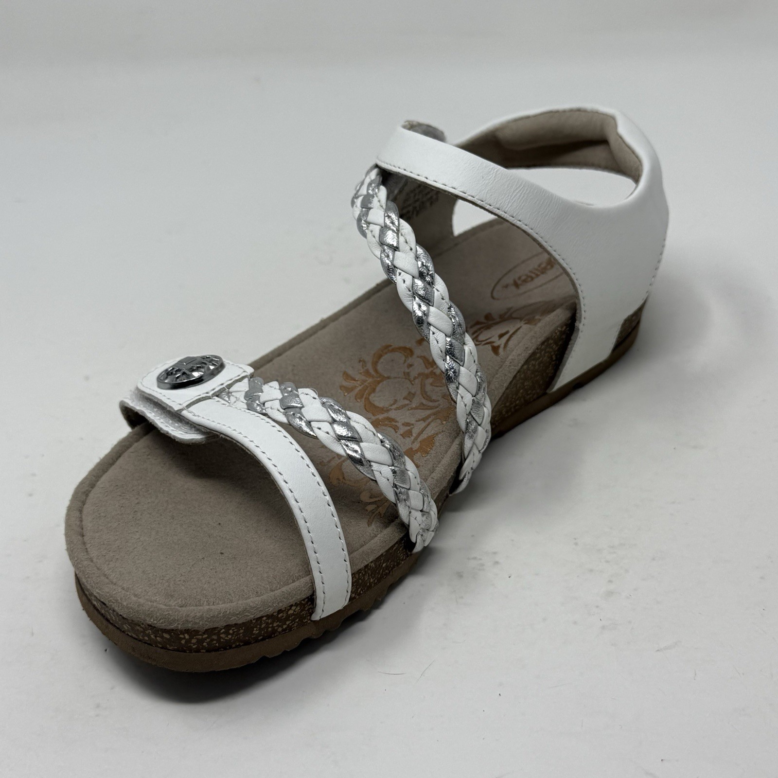 Aetrex Julian Sandals Womens 7 White Leather Woven Casual Comfort Orthotic Shoes