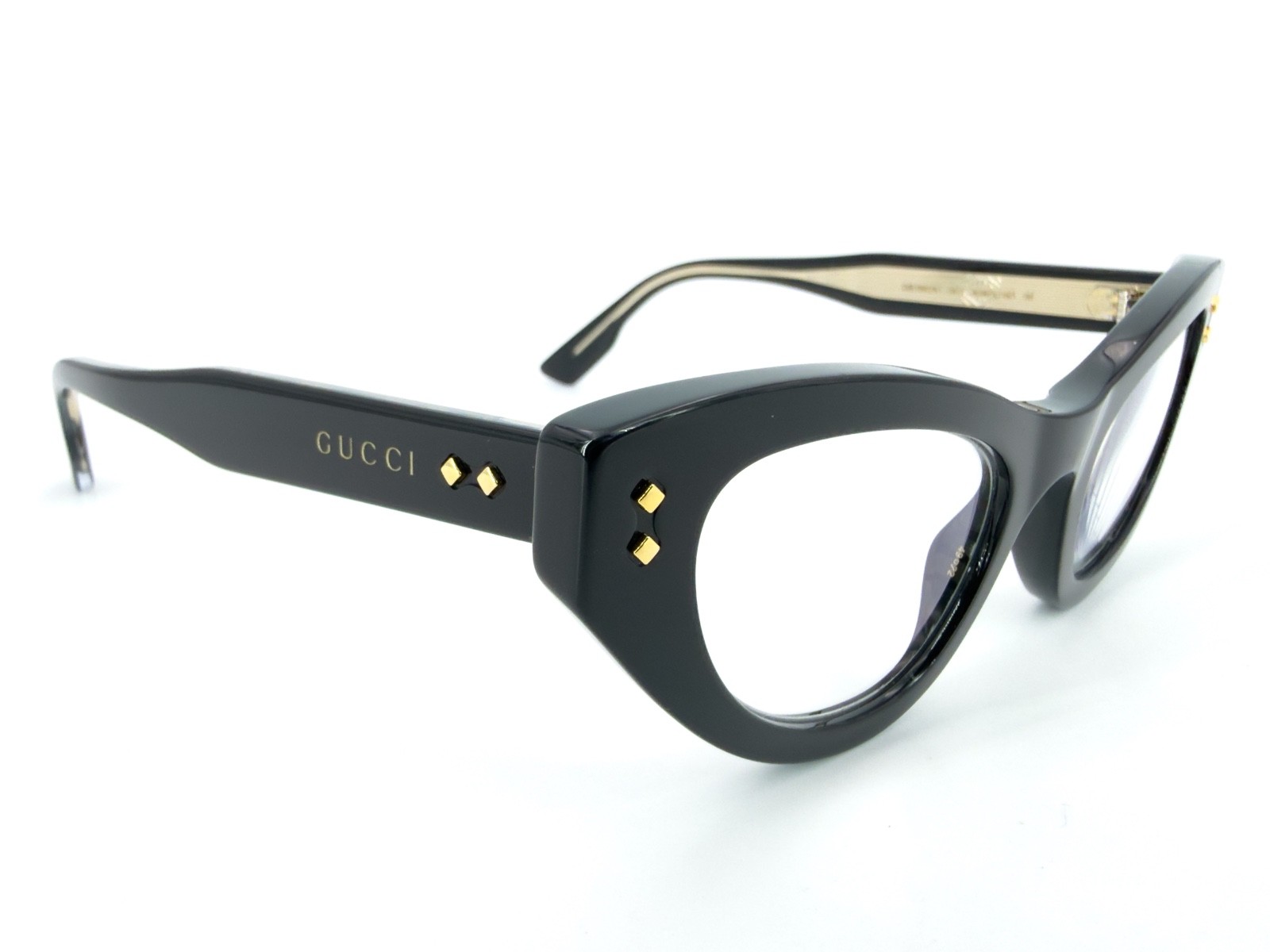 Gucci GG1083O Eyeglasses FRAMES 001 Gloss Black 49[]22-145 Gold Cat Eye M650
