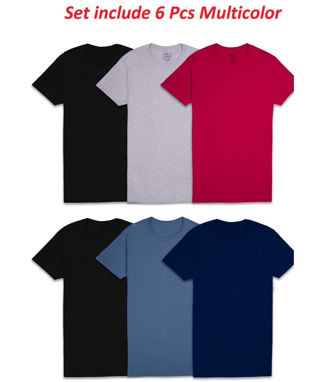 6 Pack Fruit of the Loom Men’s Crew T-Shirt Undershirts Super Value Cotton S-3XL