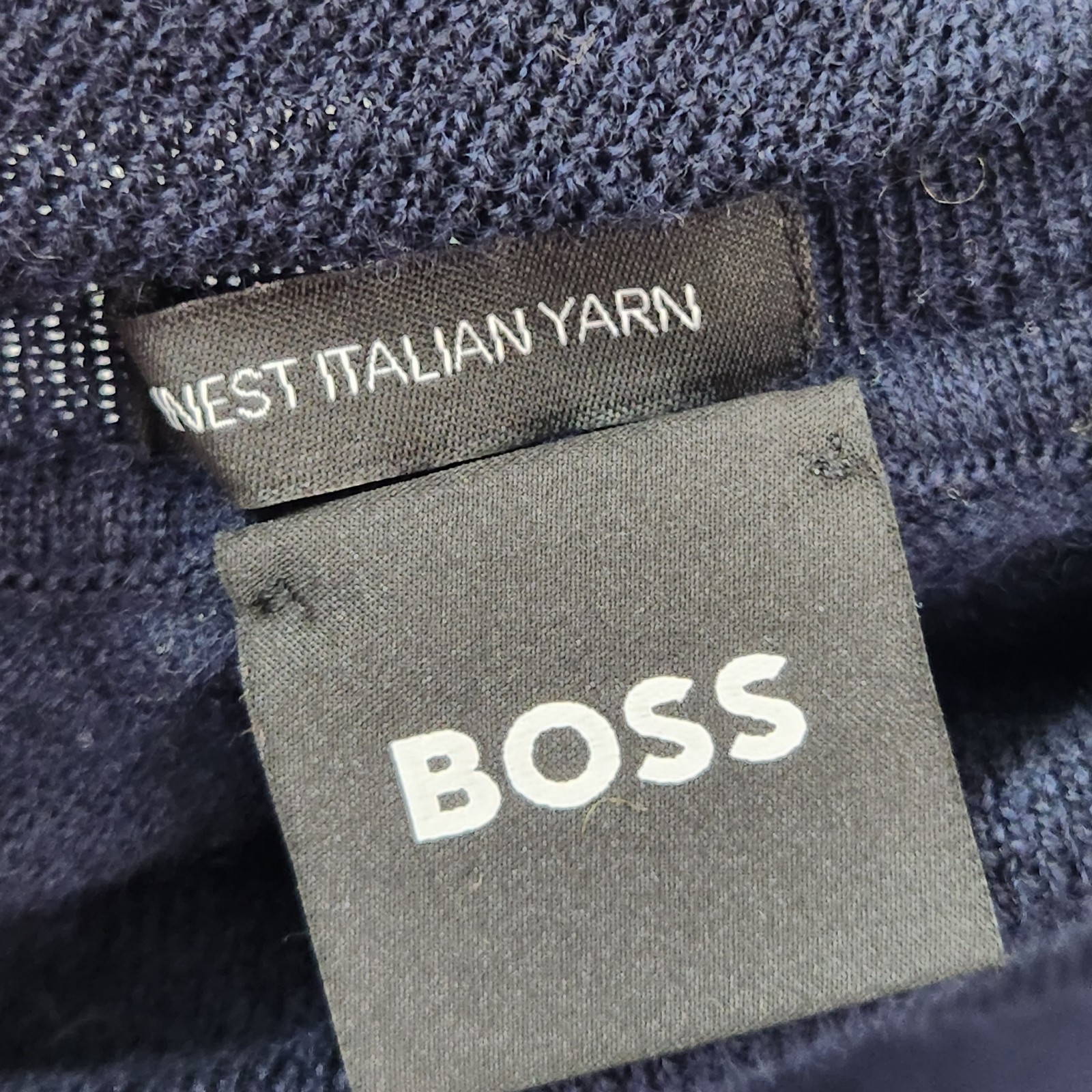 Hugo Boss Sweater Mens Large Blue Musso Turtle Neck Virgin Wool Yarn Fits Medium