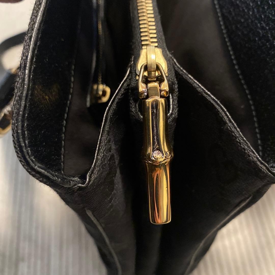 GUCCI GG Canvas Bamboo Ring Tote Bag Gift Present 0609
