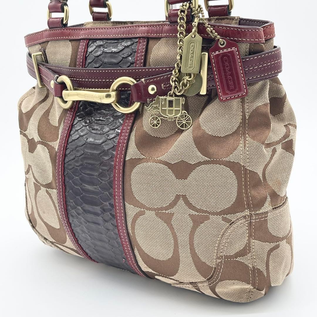 COACH Tote Bag Gold Hardware Carriage Hardware Python Embossed Horsebit