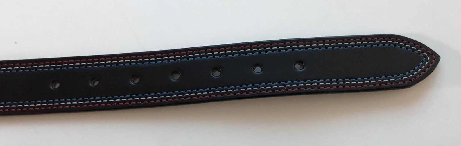 AMISH MADE WICKETT & CRAIG 1.5″ HEAVY REAL LEATHER WORK GUN RED,WHITE,BLUE BELT