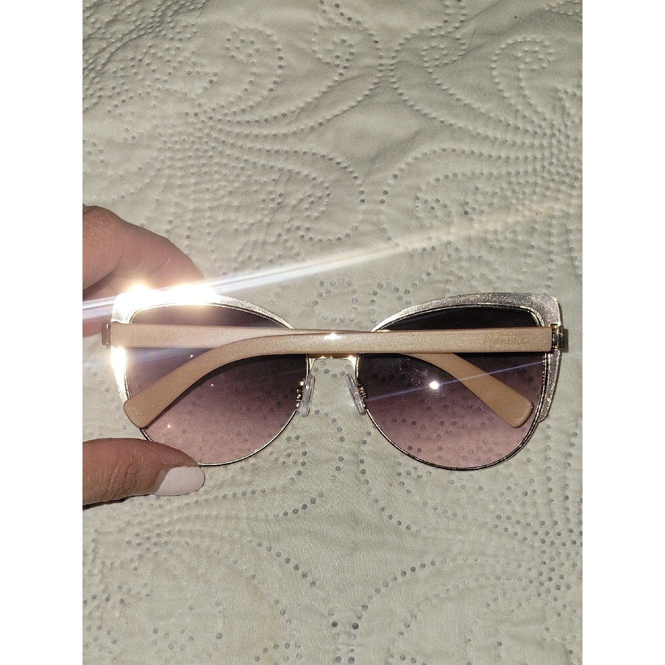 Nanette Lepore Cat Eye Sunglasses Rose Gold Pink Gradient UV400 EUC Y2K Boho