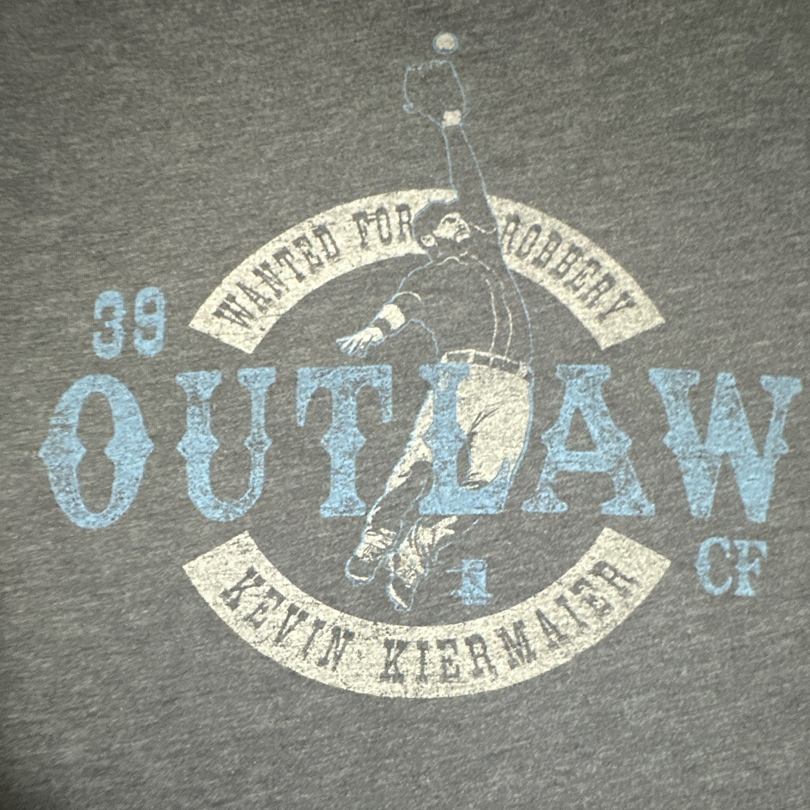 108 Stitches Kevin Kiermaier Outlaw Gray Graphic T-Shirt Crew Neck S/S S