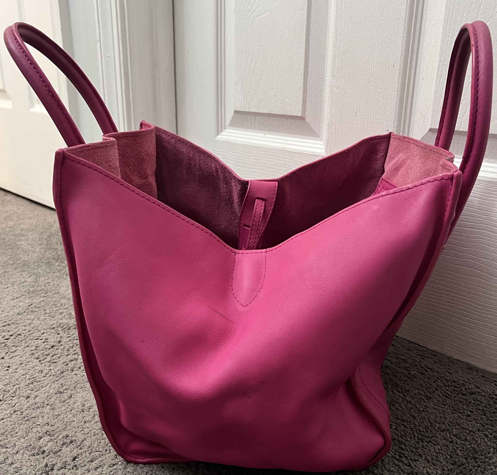 CELINE Luggage Phantom Hand Bag Leather Pink