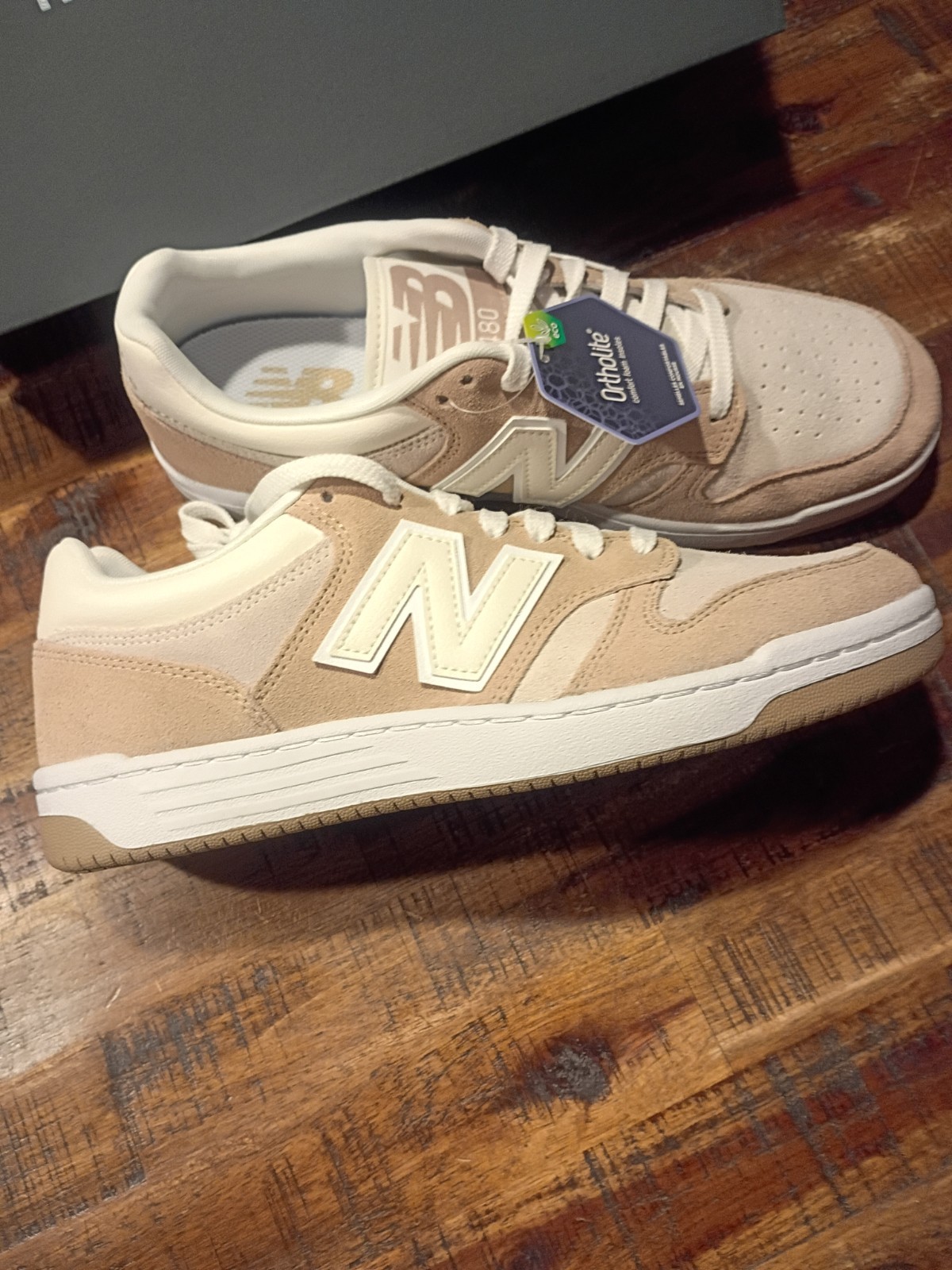 Mens New Balance 480 BB480LEA Brown Beige Suede Court / Casual Sneaker Sz 9.5
