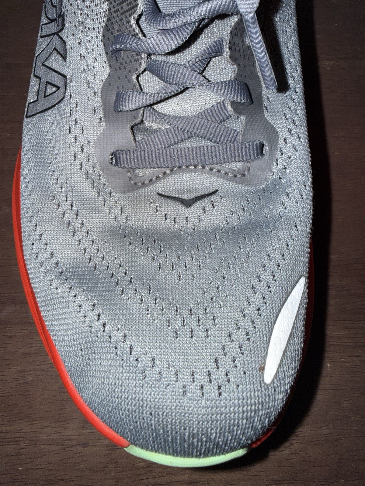 Hoka One One Bondi 8 Mens 9.5D Grey Orange Trail Road Running Shoes Sneakers