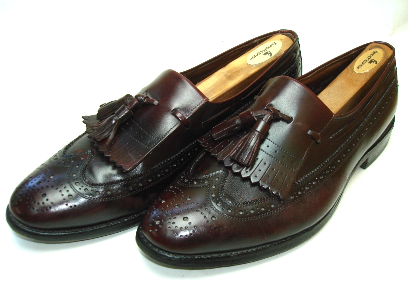 Men’s 9.5 ALLEN EDMONDS Arlington Burgundy Kiltie Tassel Loafers USA Dress Shoes