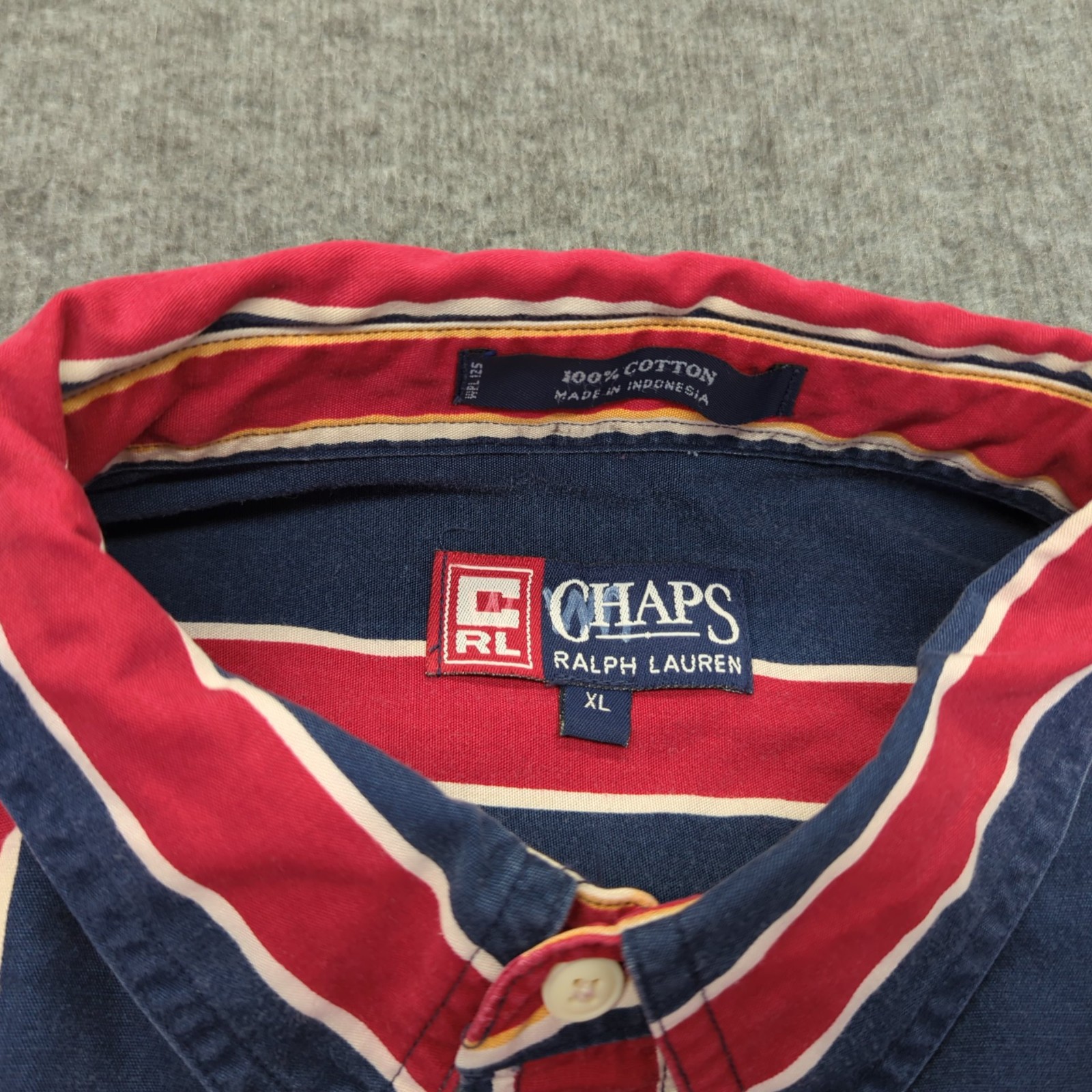Vintage Chaps Ralph Lauren Shirt Mens XL Striped Colorful 90s Classic Preppy