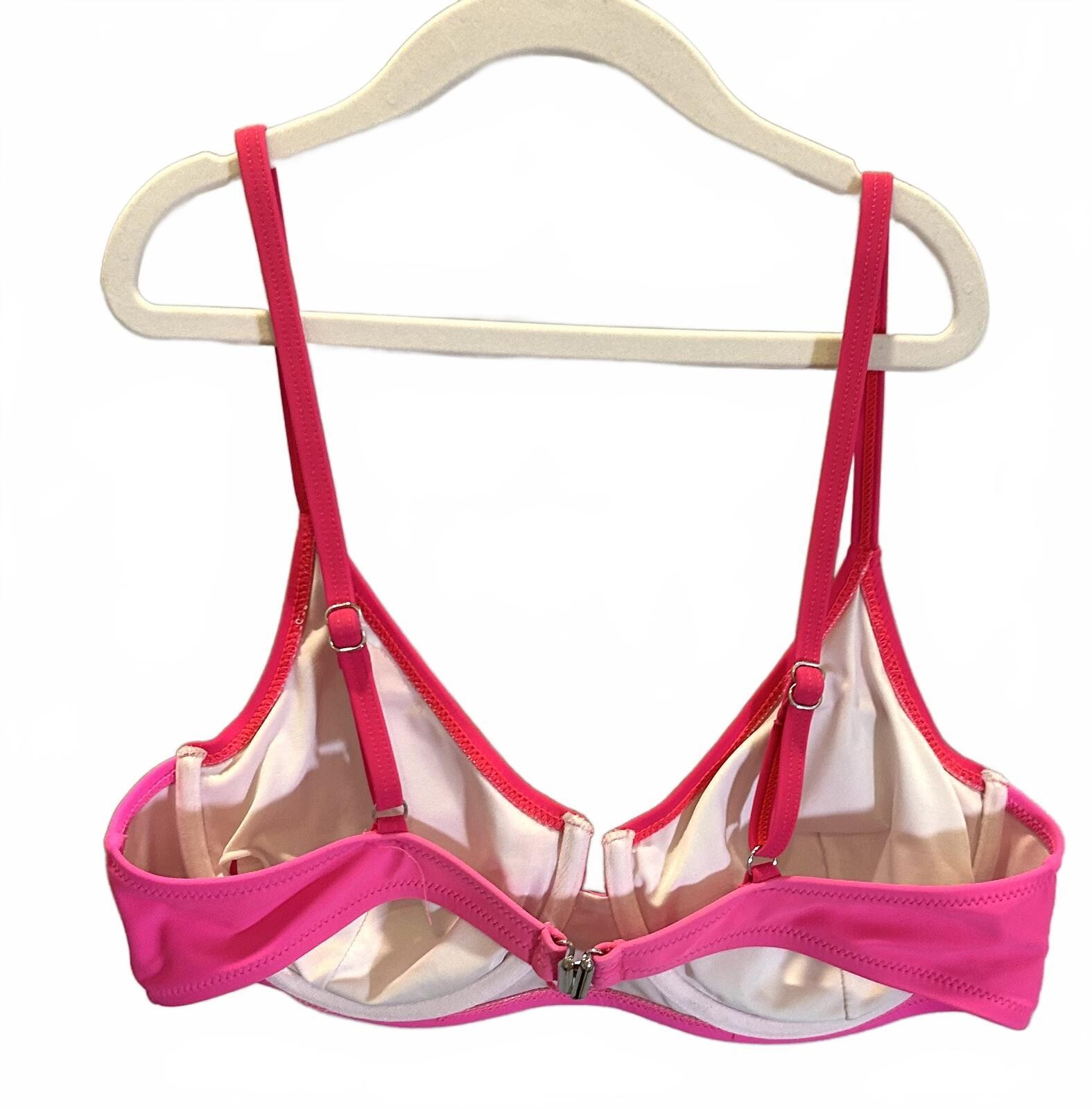POPVIL Pink Red Colorblock Mix&Match Bikini Top Adjustable Straps