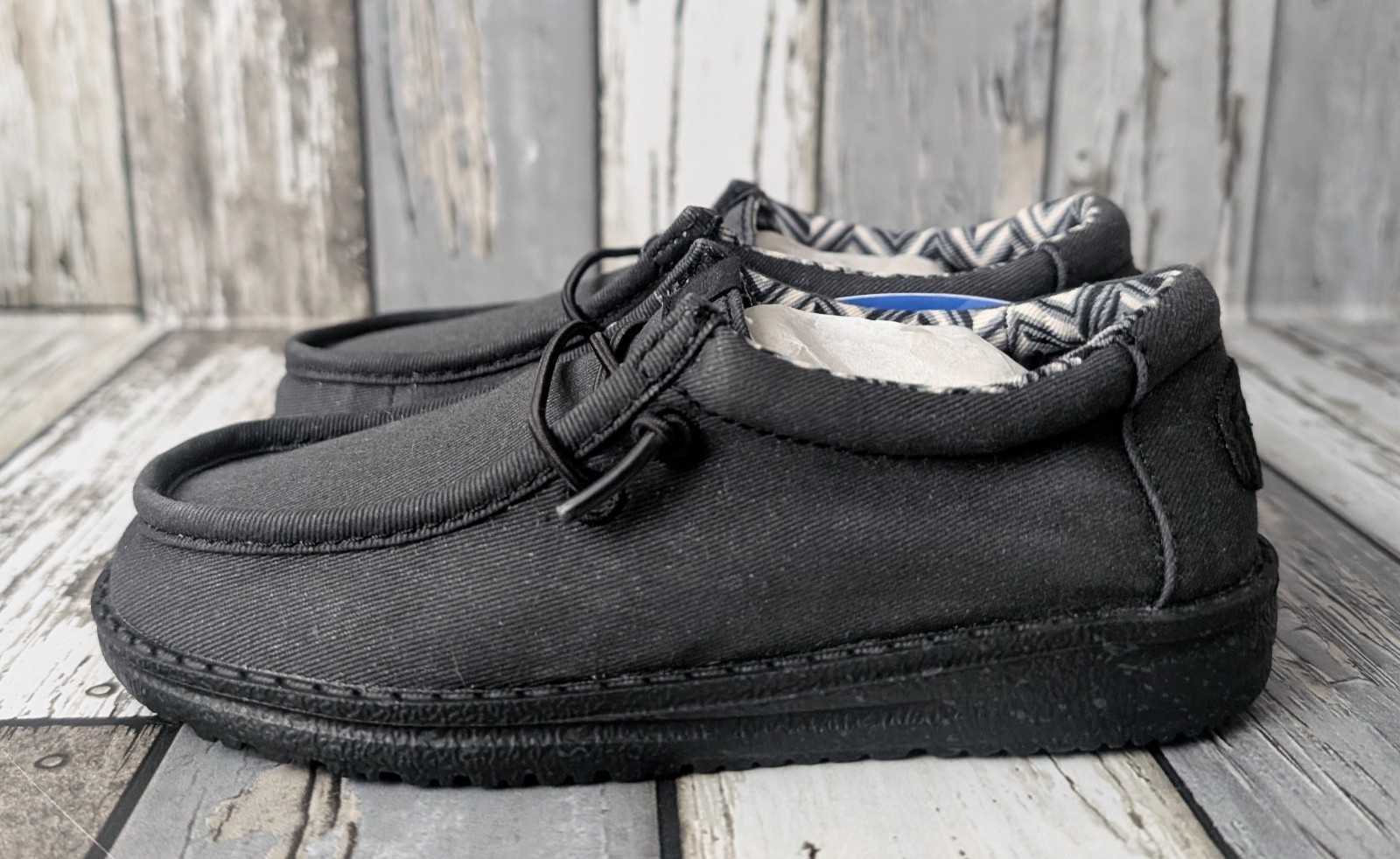 Hey Dude Wally Stretch Canvas Kids Size C11 Black Slip On Shoes 41144-060 NEW