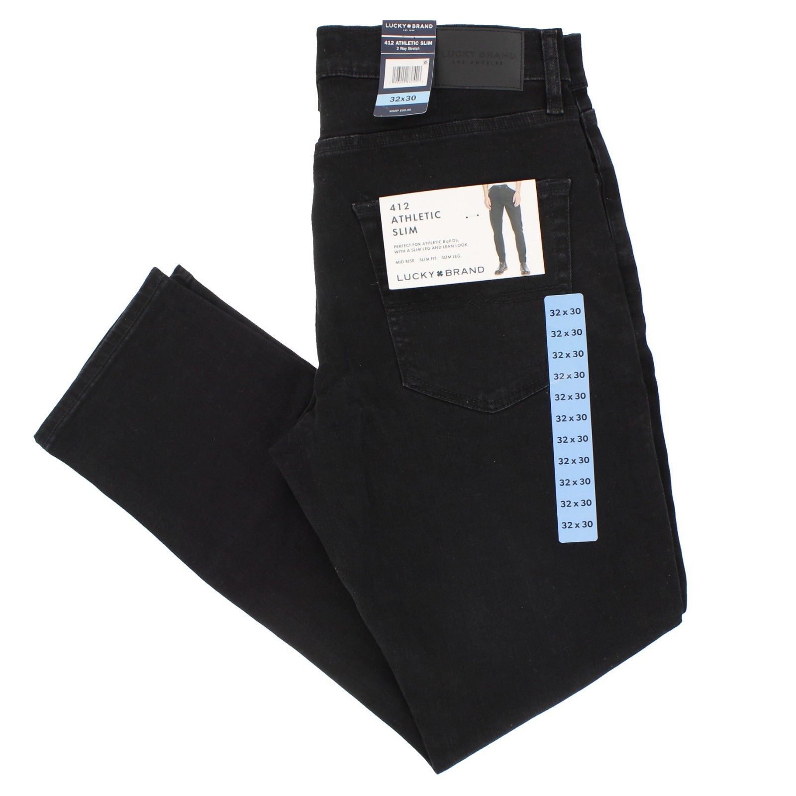 Lucky Brand Men’s 412 Jeans Athletic Slim Fit Pants, 5 Pocket, Mid Rise Stretch