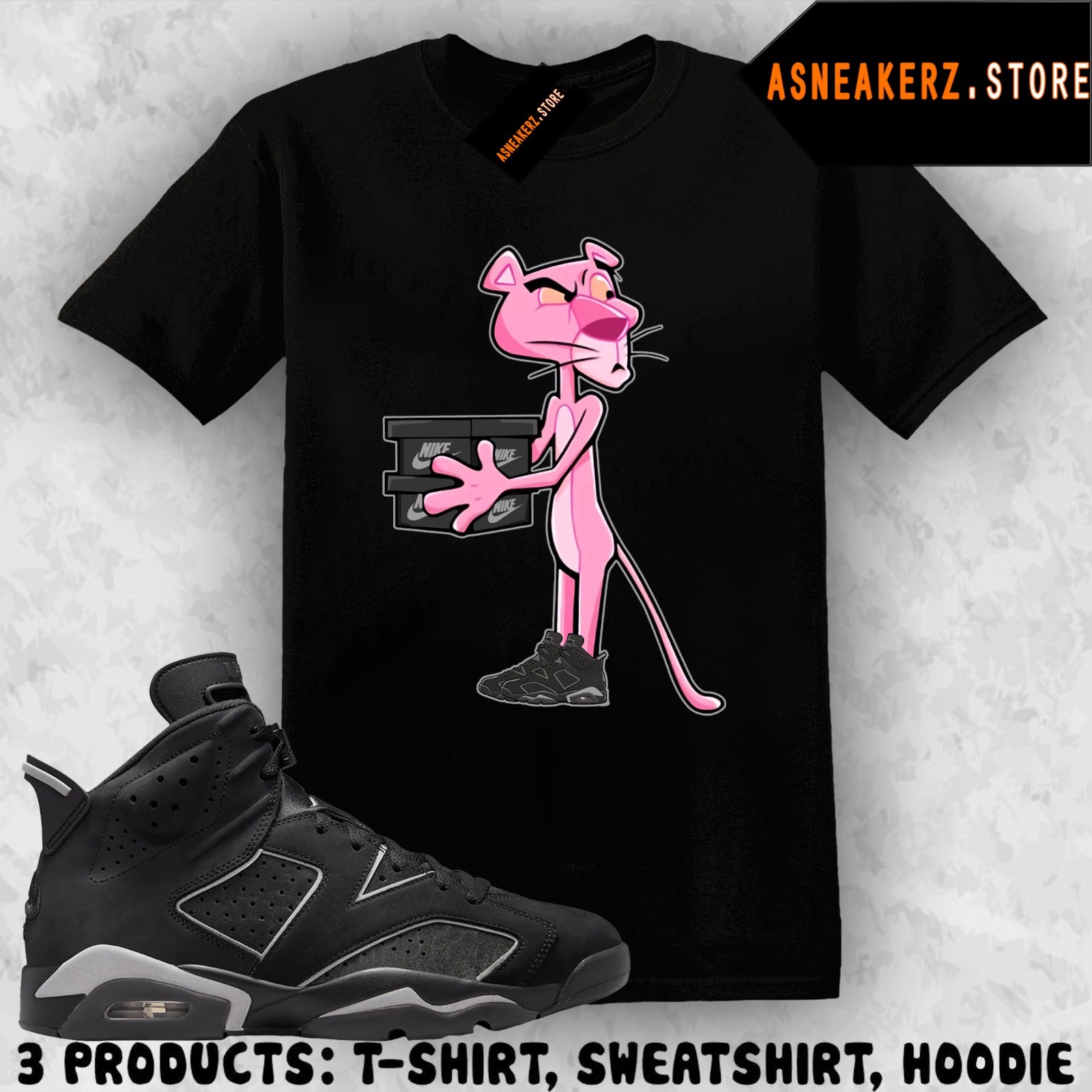 Tee Shirt Matching AJ 6 Cap and Gown 2026 To Match Sneaker Pink Panther T-Shirt