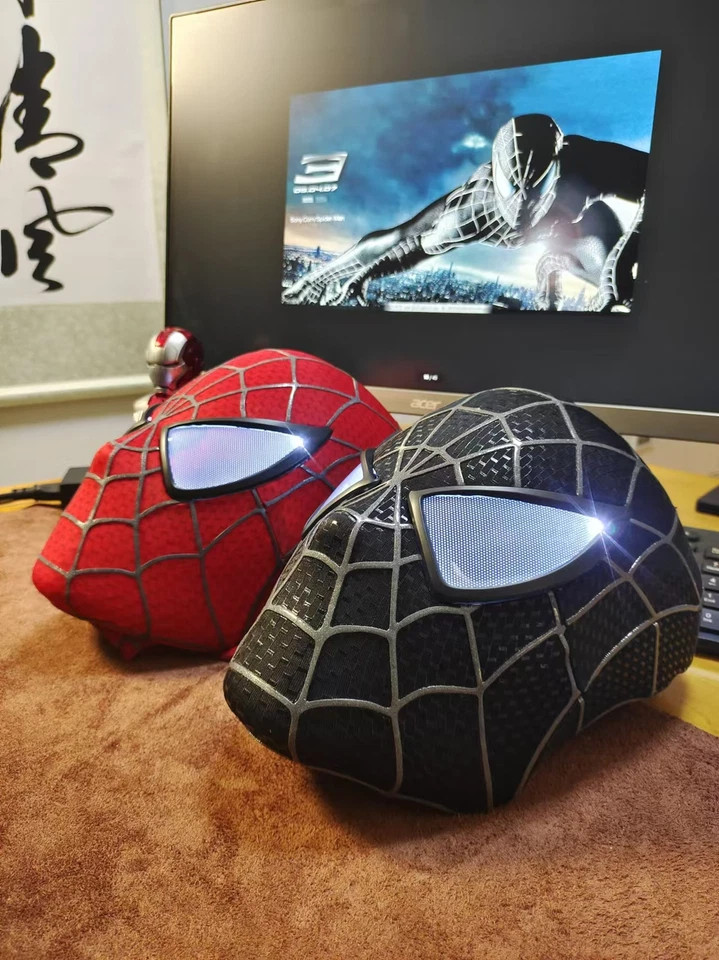 Craft 1:1 Spiderman Tobey Maguire Hood Mask 3D Headwear Adult Wearable Red/BL