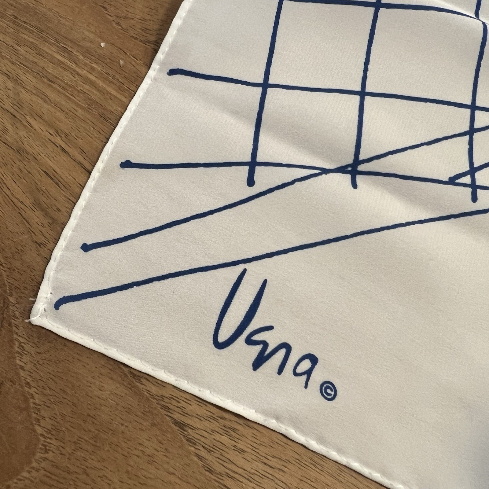 Vera Sketch Lines Drawing Cream Blue Square Scarf 20.5″ Perfect