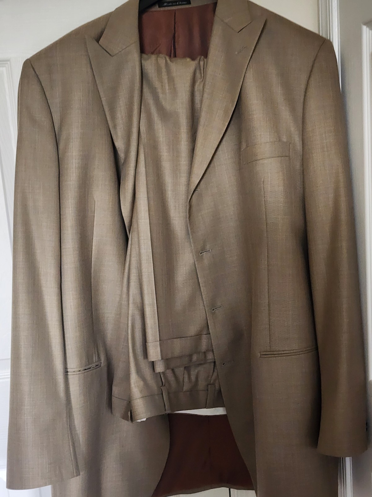 FUBU Tan Solid 2-Piece Suit Men’s Size 50XL Big & Tall 4-Button Notch Lapel