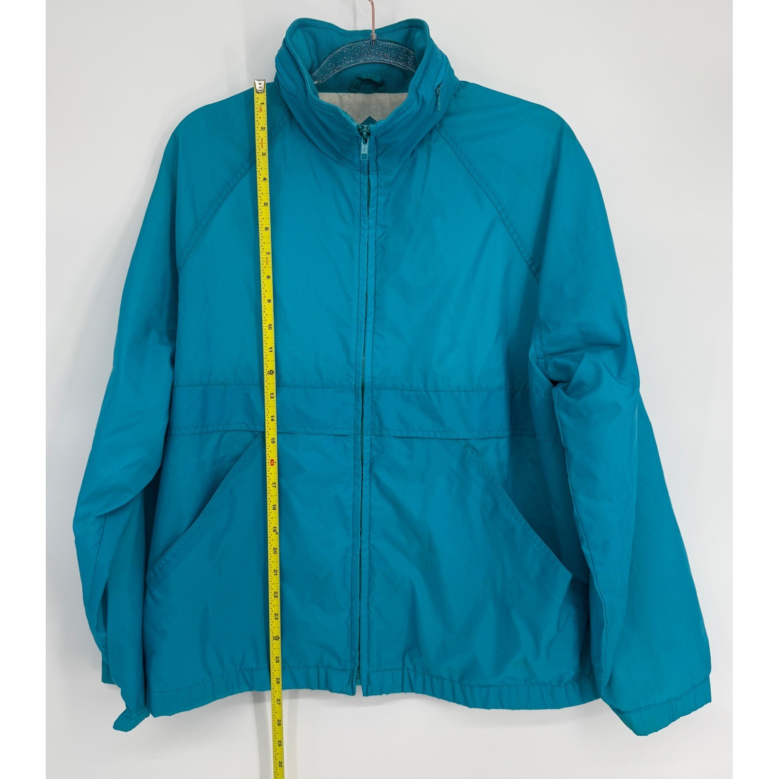 Pacific Trail Vintage Teal Windbreaker Jacket Full Zip Packable Hood 90s Sz XL