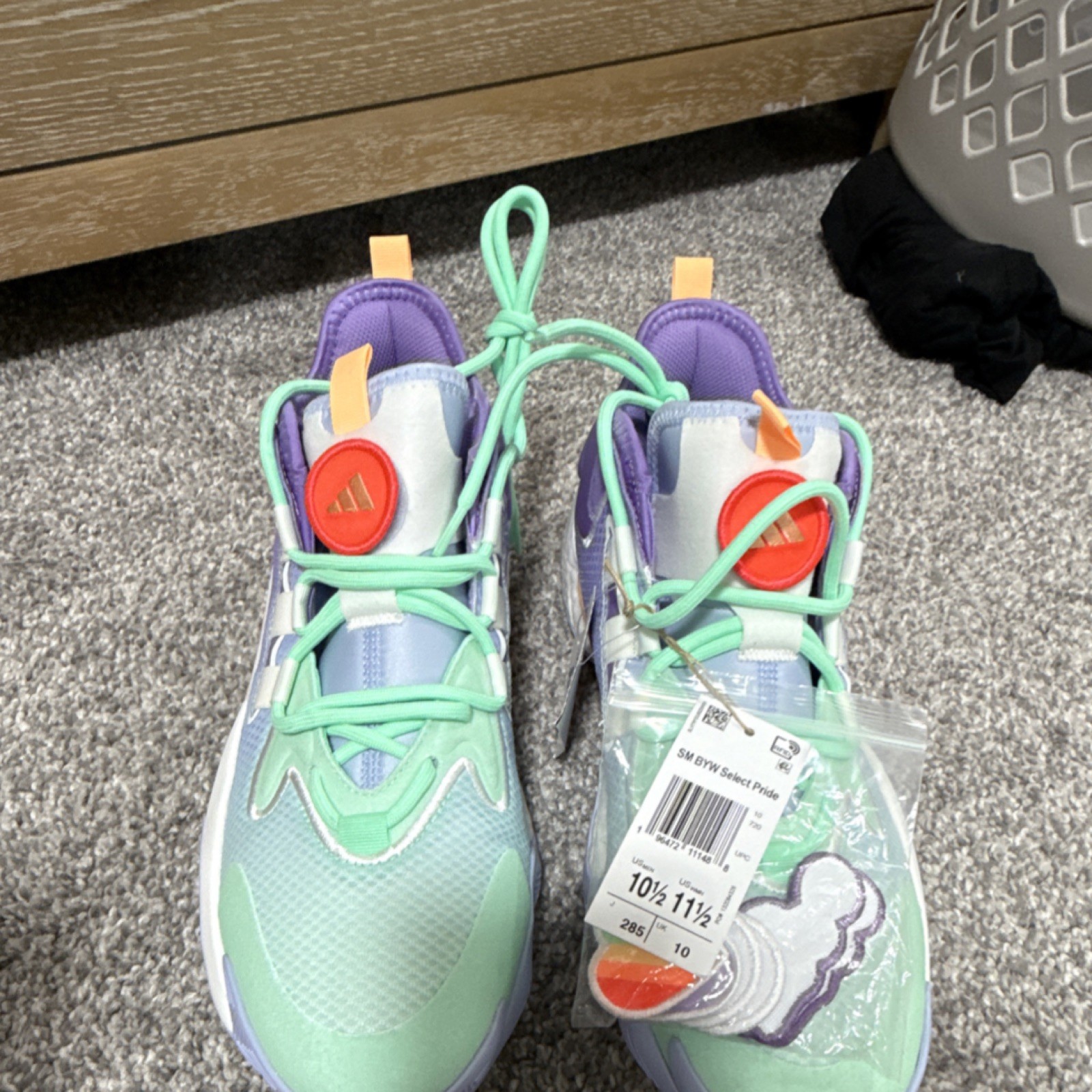 adidas SM BYW Select Pride Low Top Lace Up Basketball Sneaker Purple SIZE 10.5