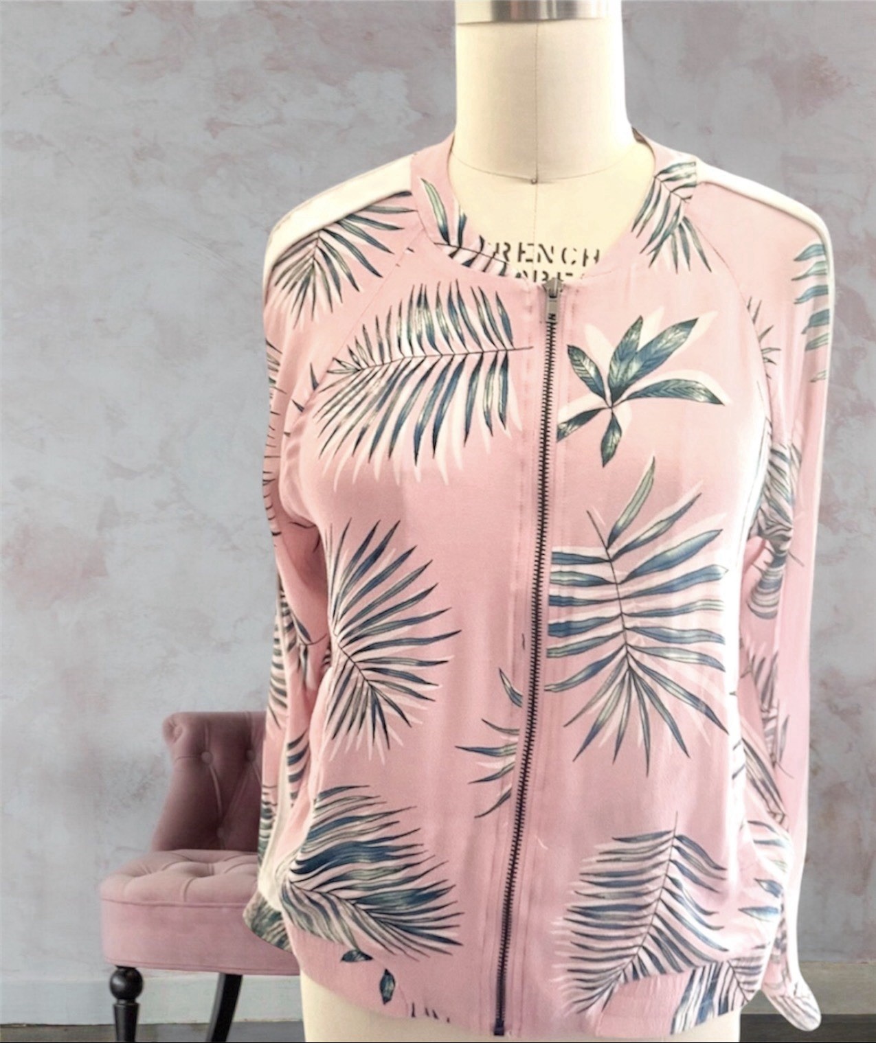 BB Dakota x Steve Madden A Palm Before A Storm Pink Blossom Bomber Jacket Medium