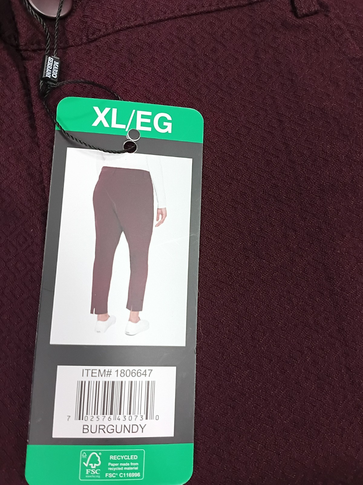 New Mario Serrani Women’s Textured Pull On Capri Pants Extra Large XL Burgundy