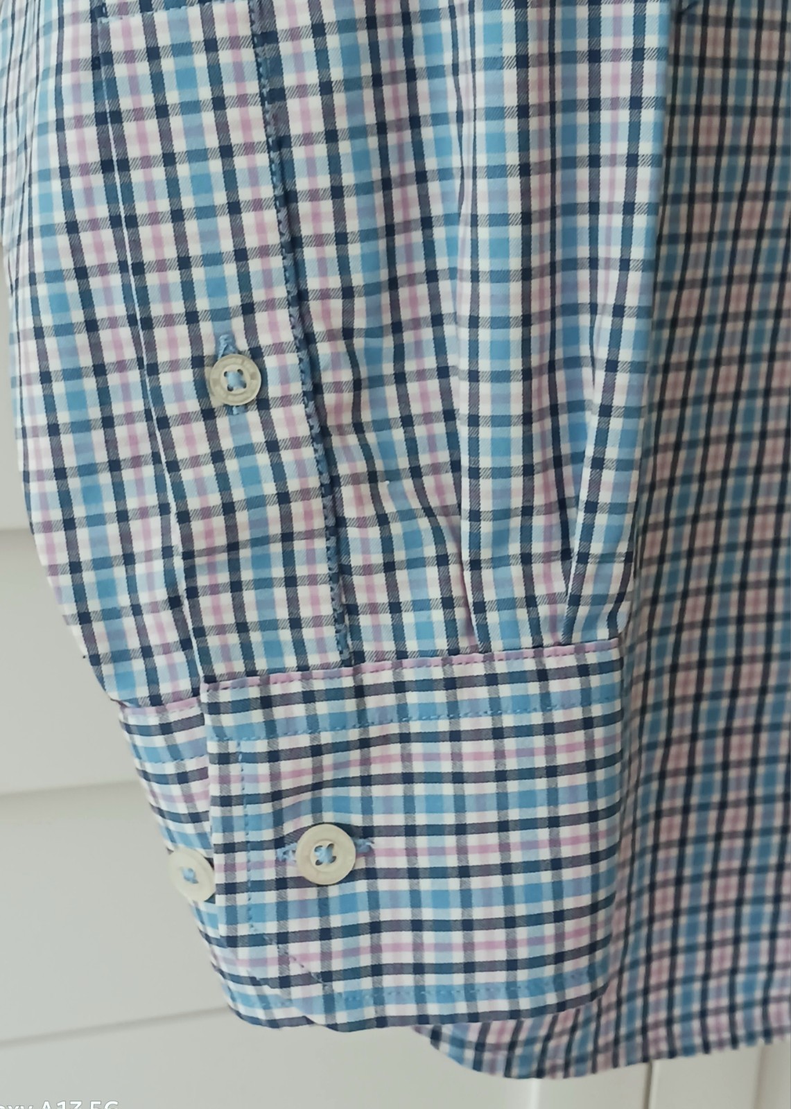 Southern Tide Intercoastal Blue Pink Check Nylon/Span LS Shirt Logo Men’s M EUC