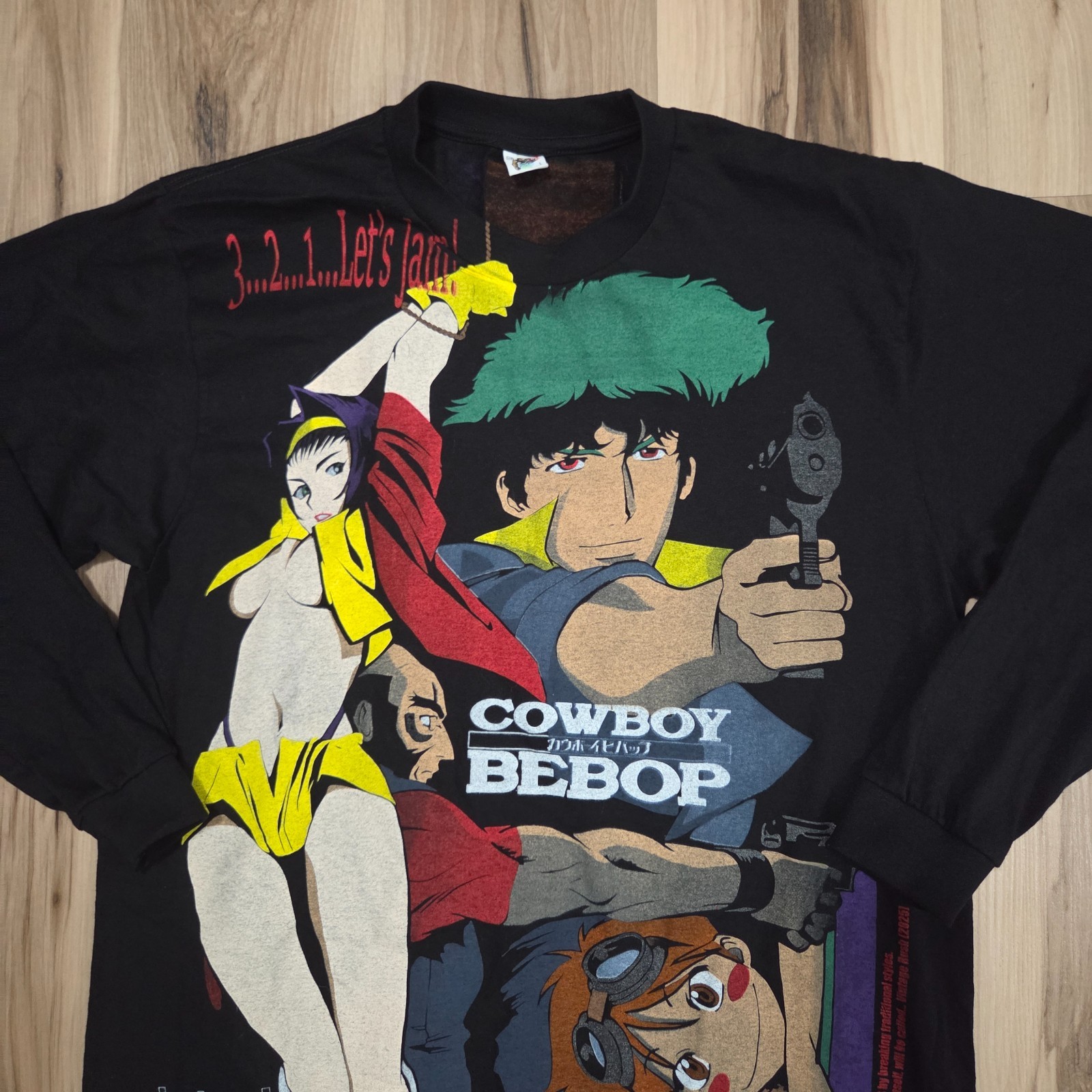 Cowboy Bebop T Shirt Size L Black Bootleg Vintage Rush Anime Adult Swim