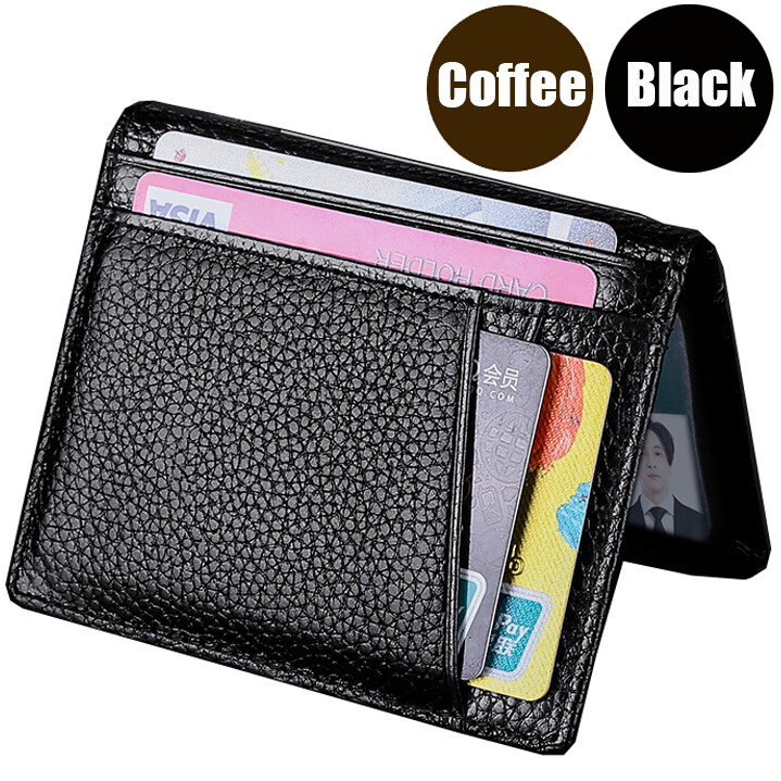 Mens Wallet Front Pocket Slim Wallet Genuine Leather ID Holder Card Case US FAST