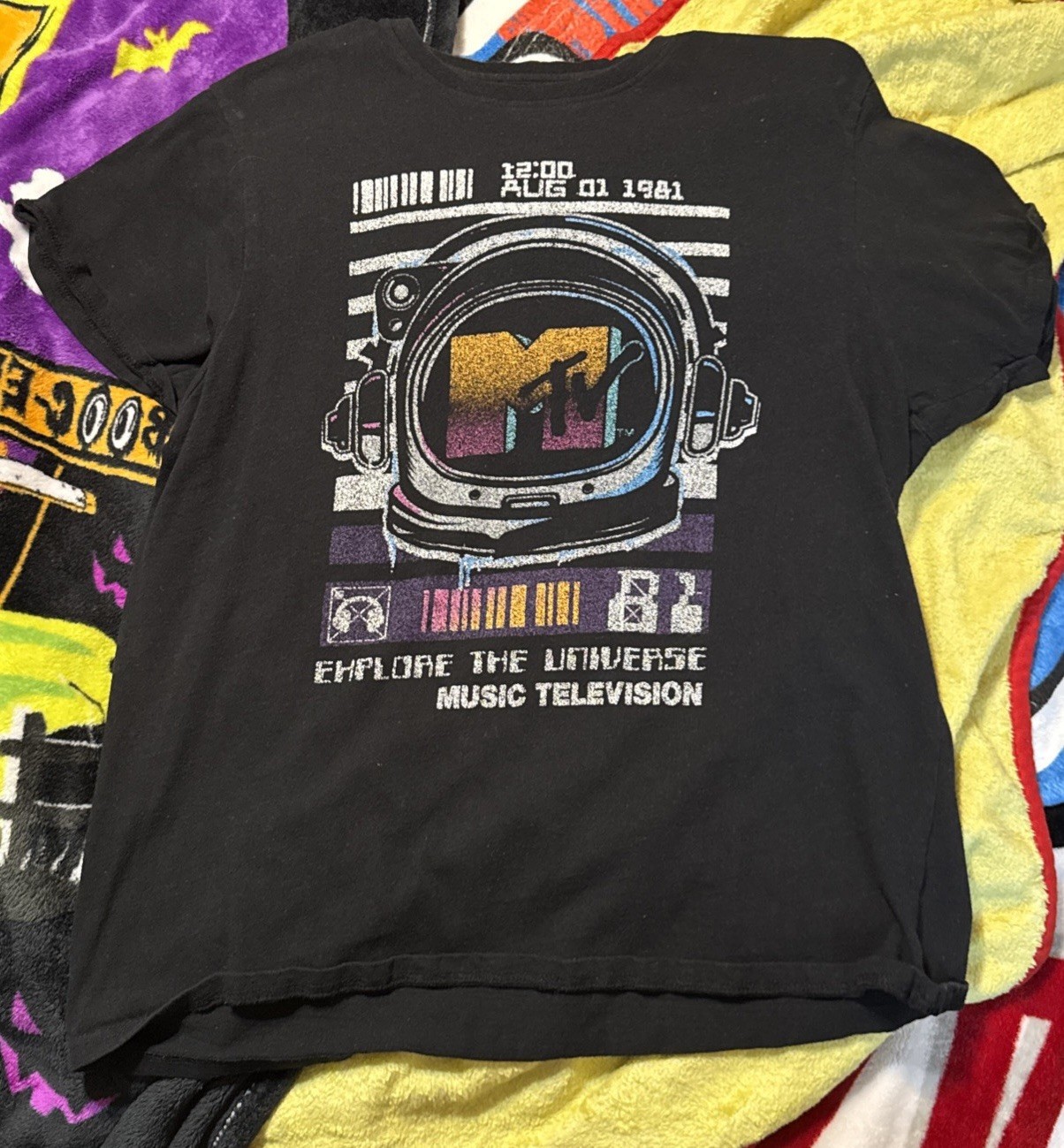 MTV ~ Music Television 12:00 August 1, 1981 ~ Large Black ~ Size L ~ T Shirt