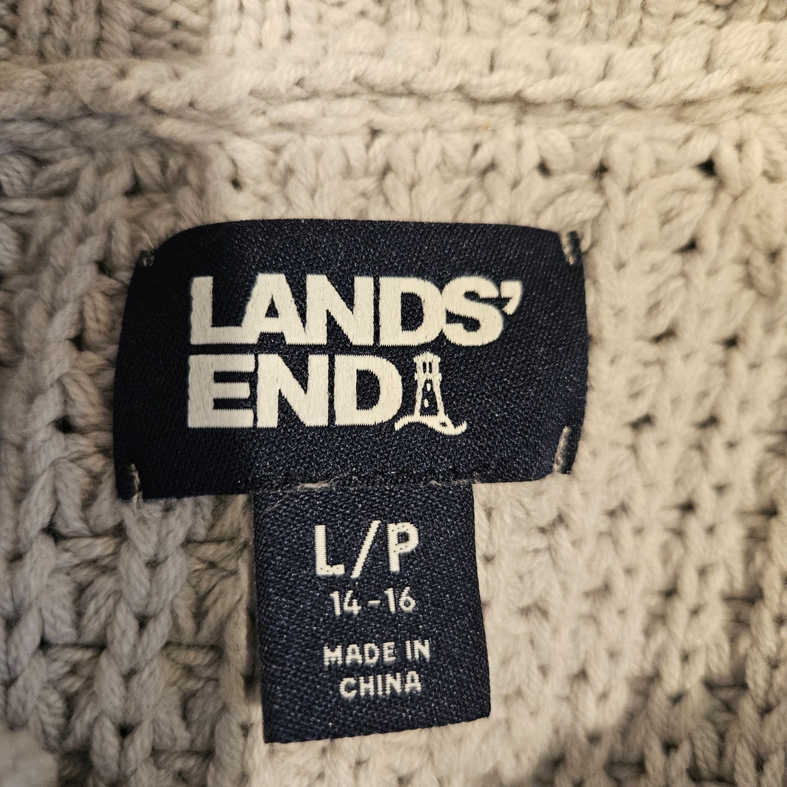 Land’s End Chunky Knit Oversized Cowl Neck Sweater Womens Large Petite Cozy