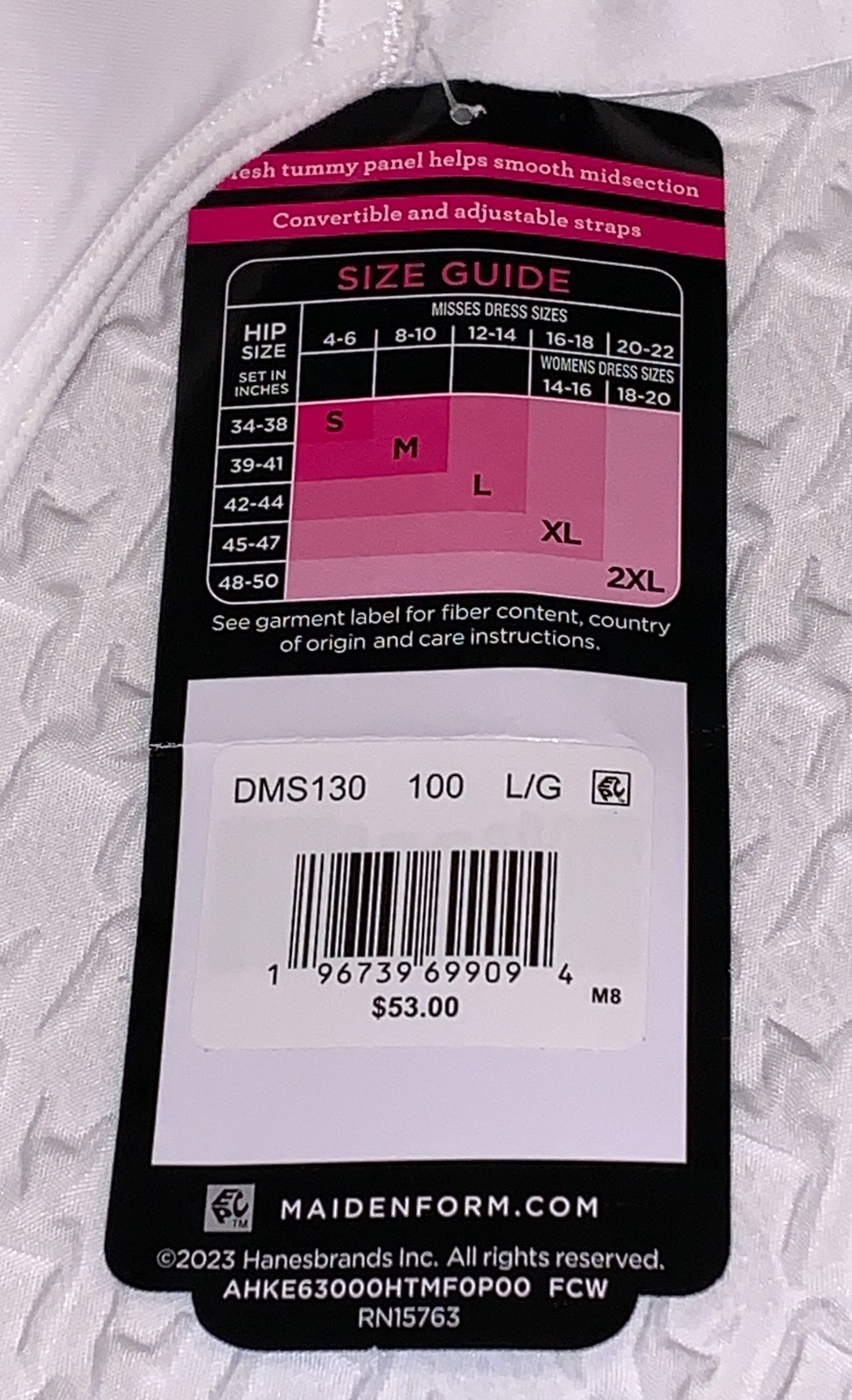 MAIDENFORM Tummy Tucking Foam Cup White Firm Control Cami Womens Sz S M L XL 2XL
