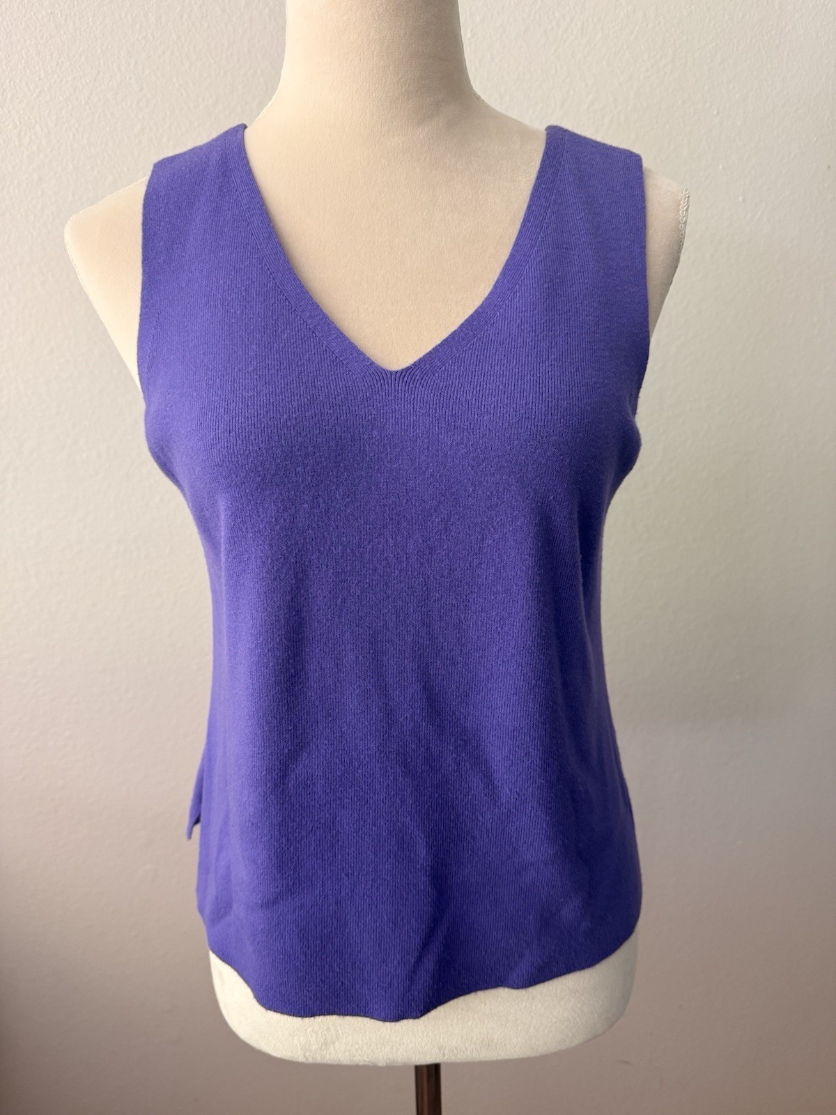 Alfani Purple Knit V-Neck Sleeveless Tank Top Size Small