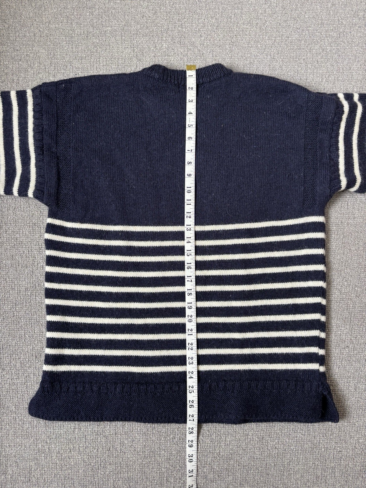 Traditional Guernsey British Wool Naturally Fisherman Jumper Striped Gansey XL