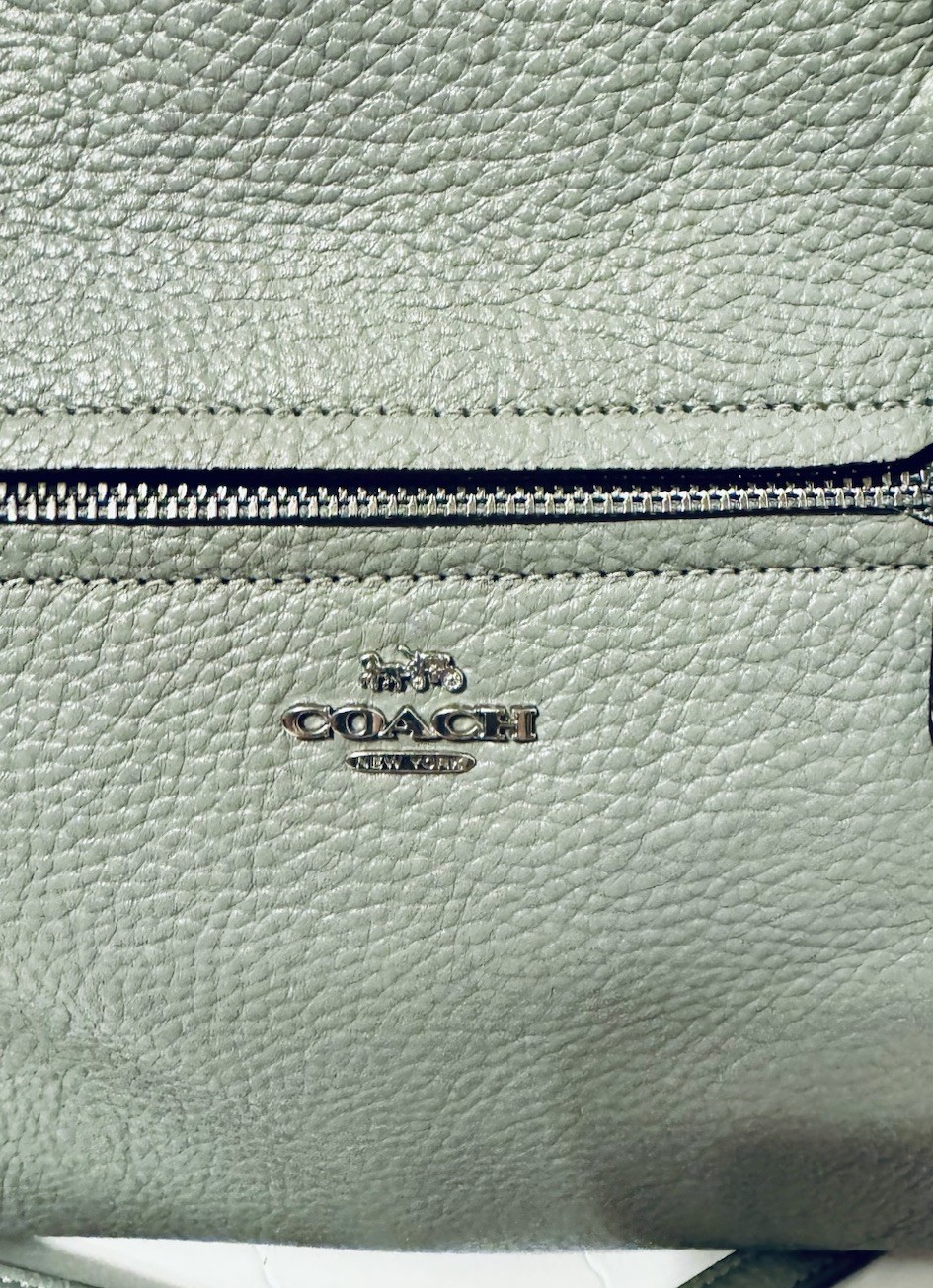 Coach Prairie Handbag Gray Satchel W/22 Inch Strap Pebbled Leather Bag