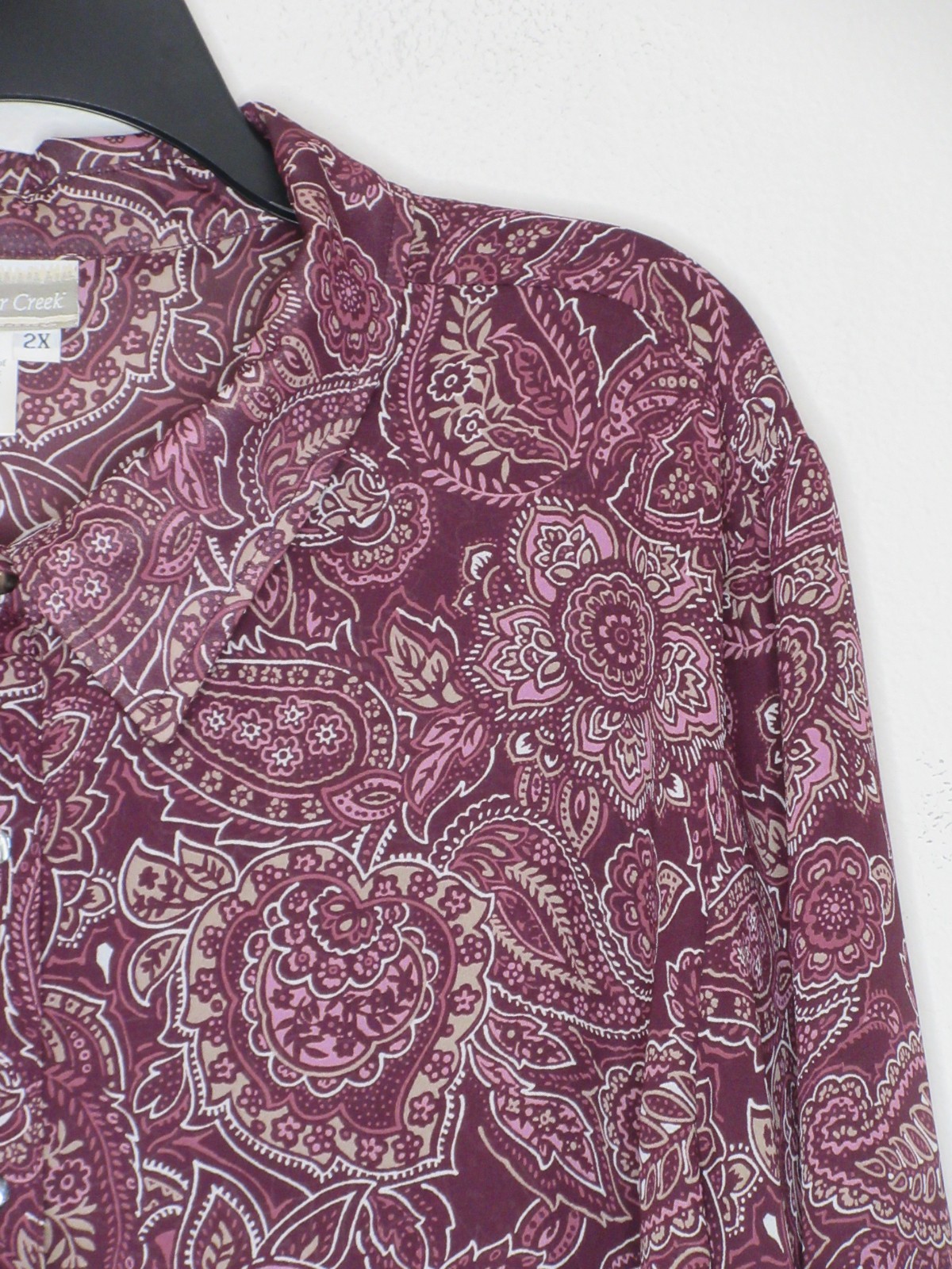 Cold Water Creek Womens Plus Size Purple Paisley Print Sheer Shirt Dress 2X B 53