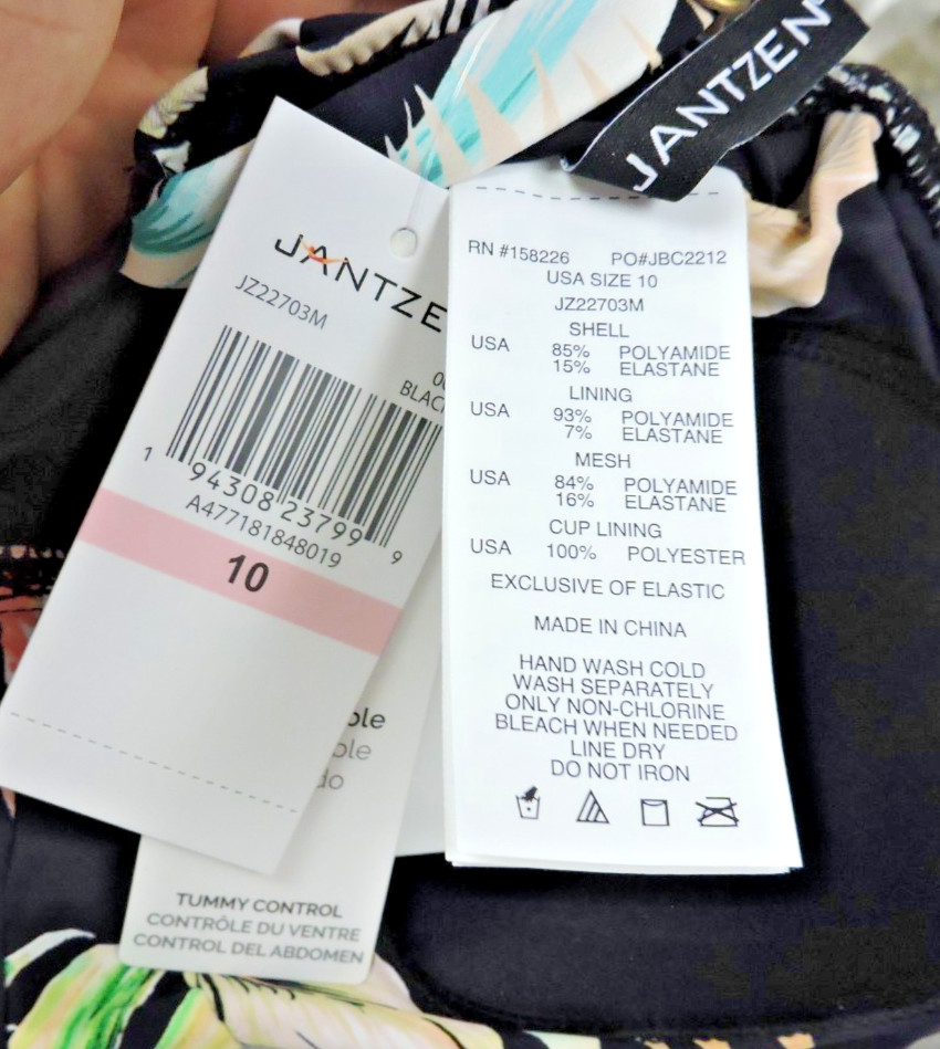 Jantzen Solid Surplice Maillot One piece Swimsuit Black Cabana Size 10