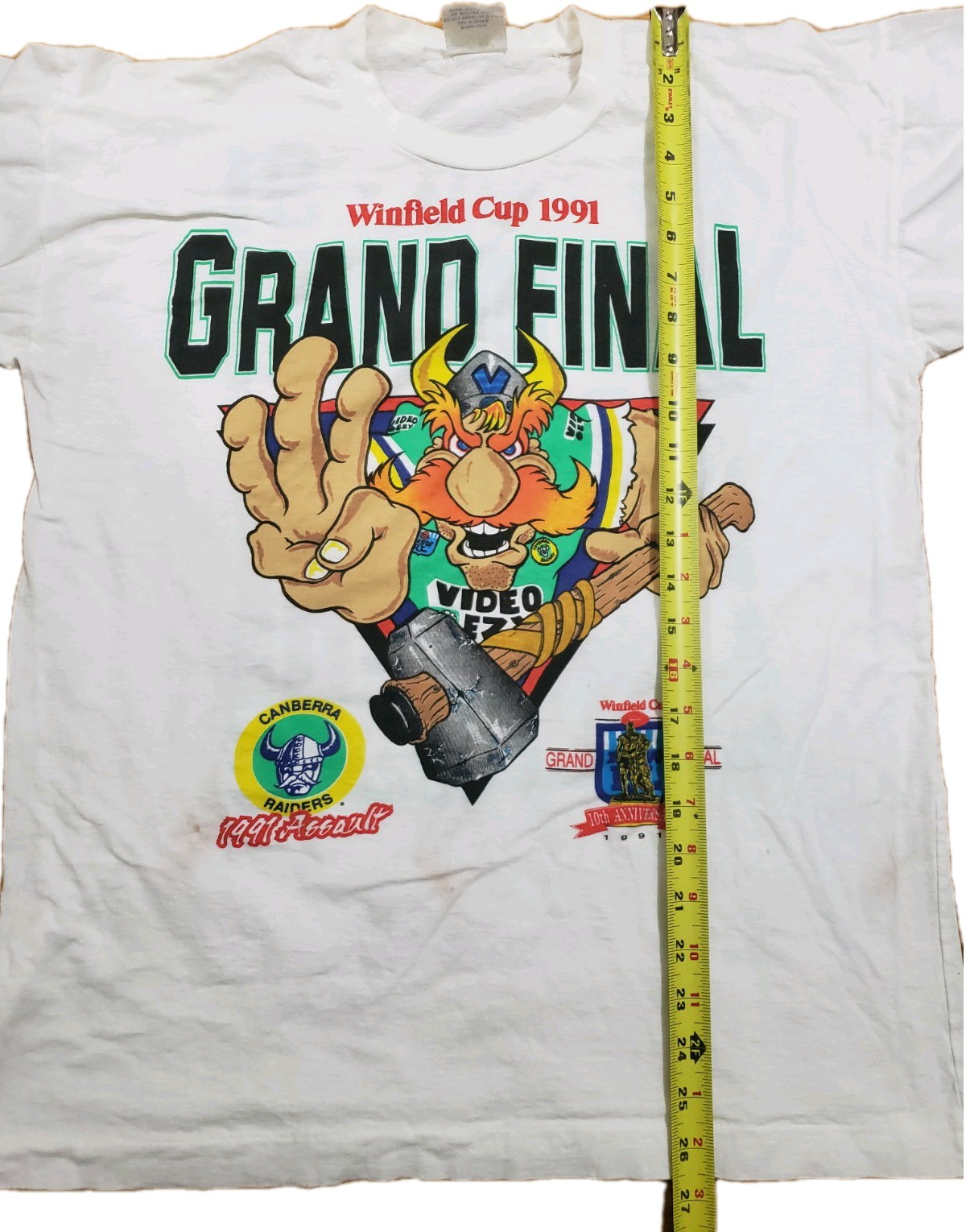 Vtg 90s Canberra Raiders Winfield Cup 1991 Grand Final Doublesided T Shirt