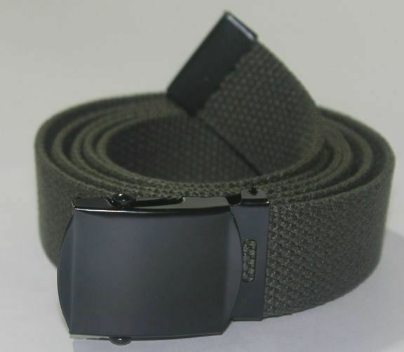 NEW ADJUSTABLE 56″ INCH ASSORTED CANVAS MILITARY WEB BELT BLACK BUCKLE MEN WOMEN