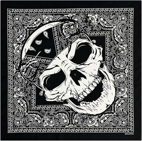 Bycc Bynn 4-Pack 100% Cotton Bandana Set, Vintage Graphic Print, 22×22 inches