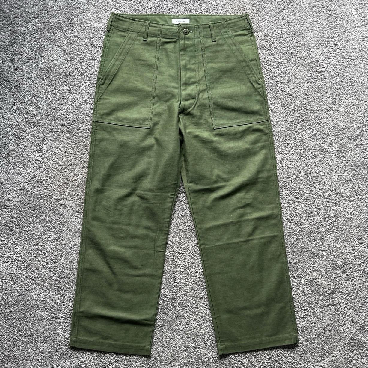 WTAPS Green Cotton Satin Military Pants Straight Leg Pockets Regular Fit 02