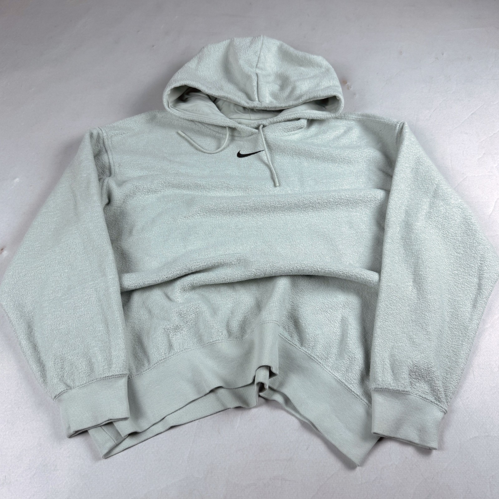 Mens Nike Mini Swoosh Fleece Hoodie Light Pullover Minimal Soft Streetwear Y2K