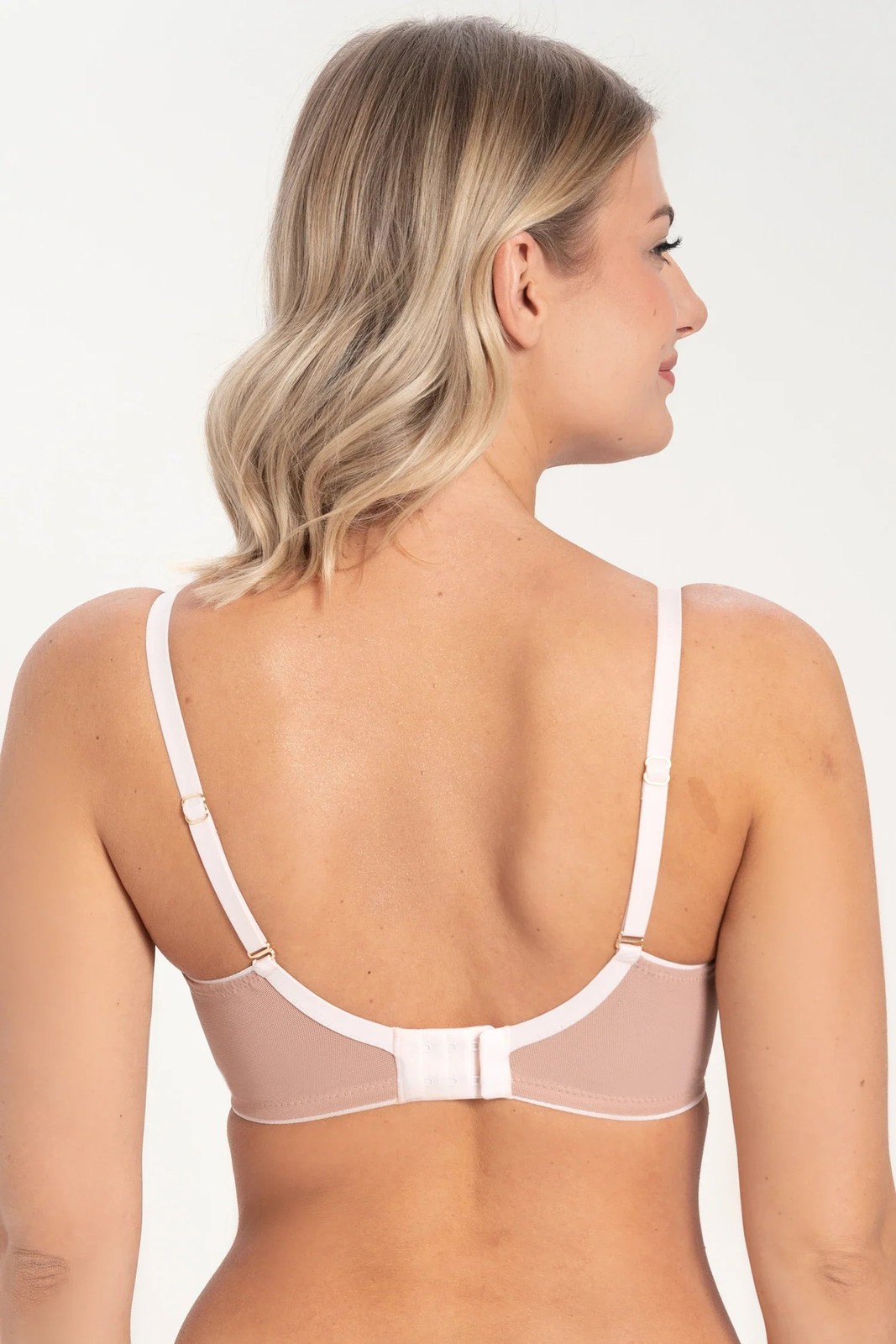 Sheer Balconette Bra Samanta NWT Plus Size Women’s Lingerie Indiana Beige A143