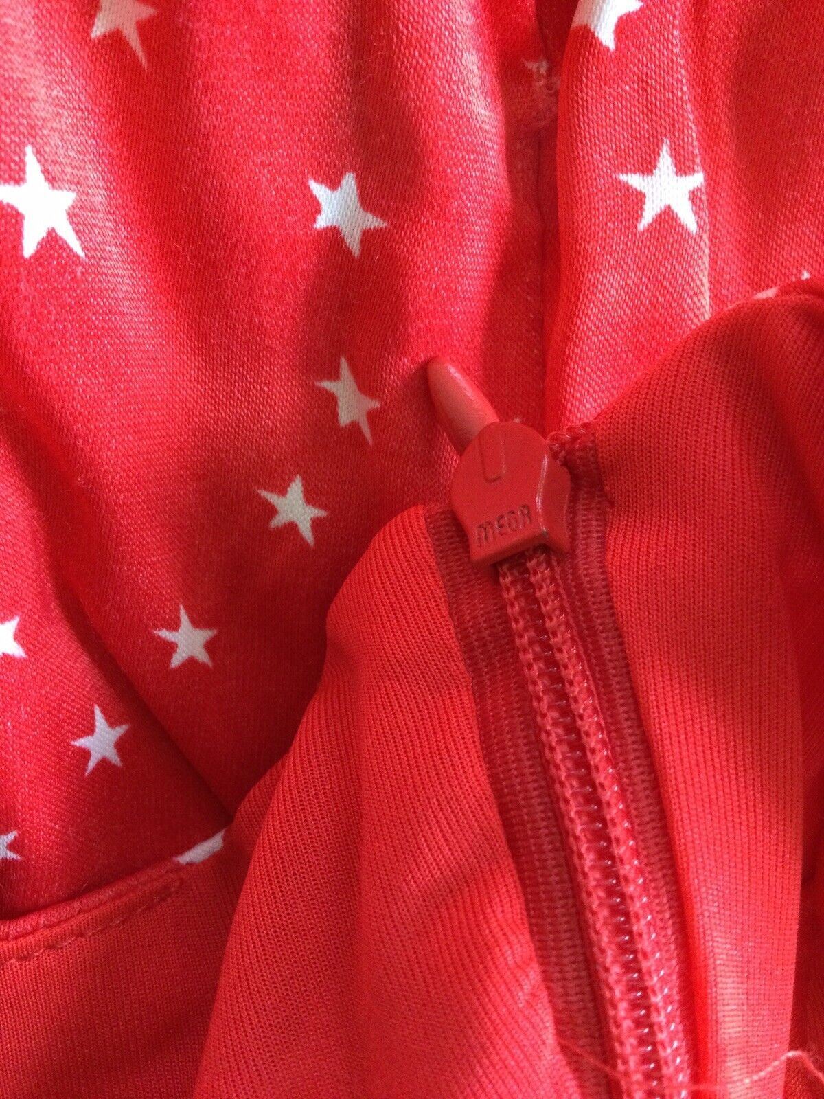 NEW ZARA Red & White Star Lace Up Snap Crotch Bodysuit (Size XS)