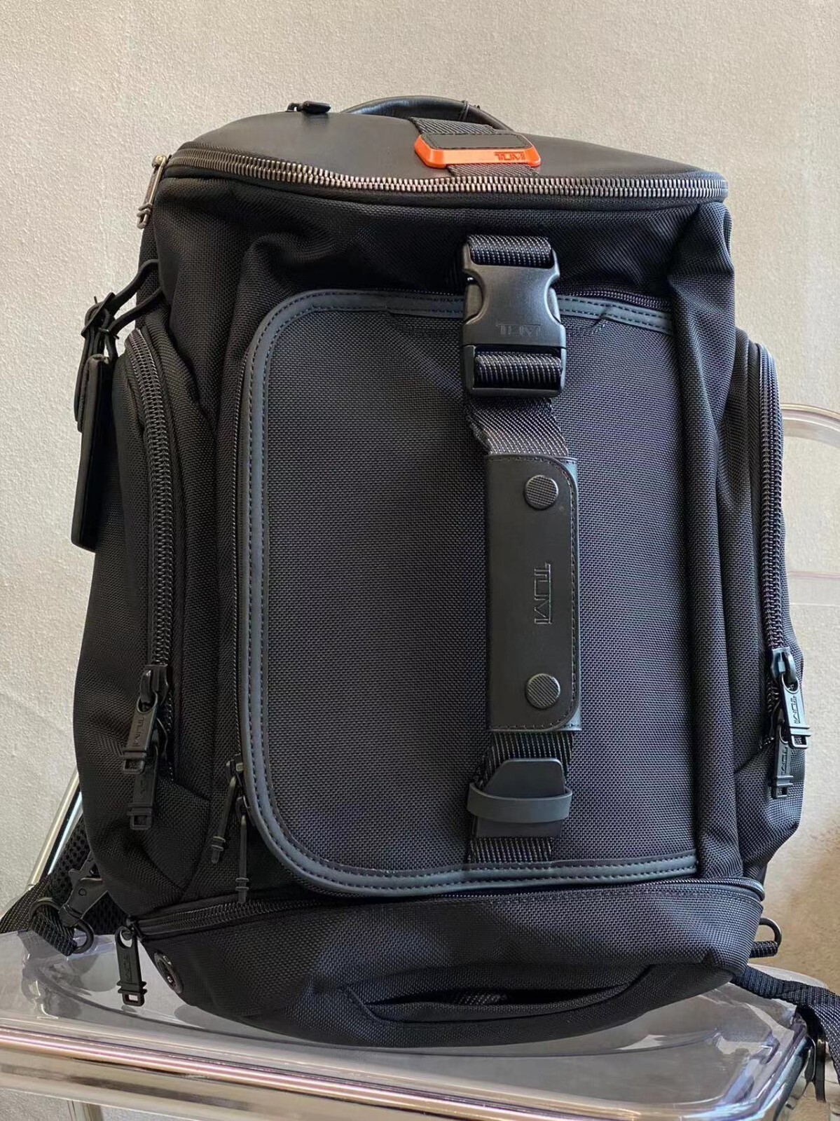 TUMI BACKPACK NYLON / LEATHER BLACK SIZE: 43 X 29 X 19 CM US FREE SHIPPING