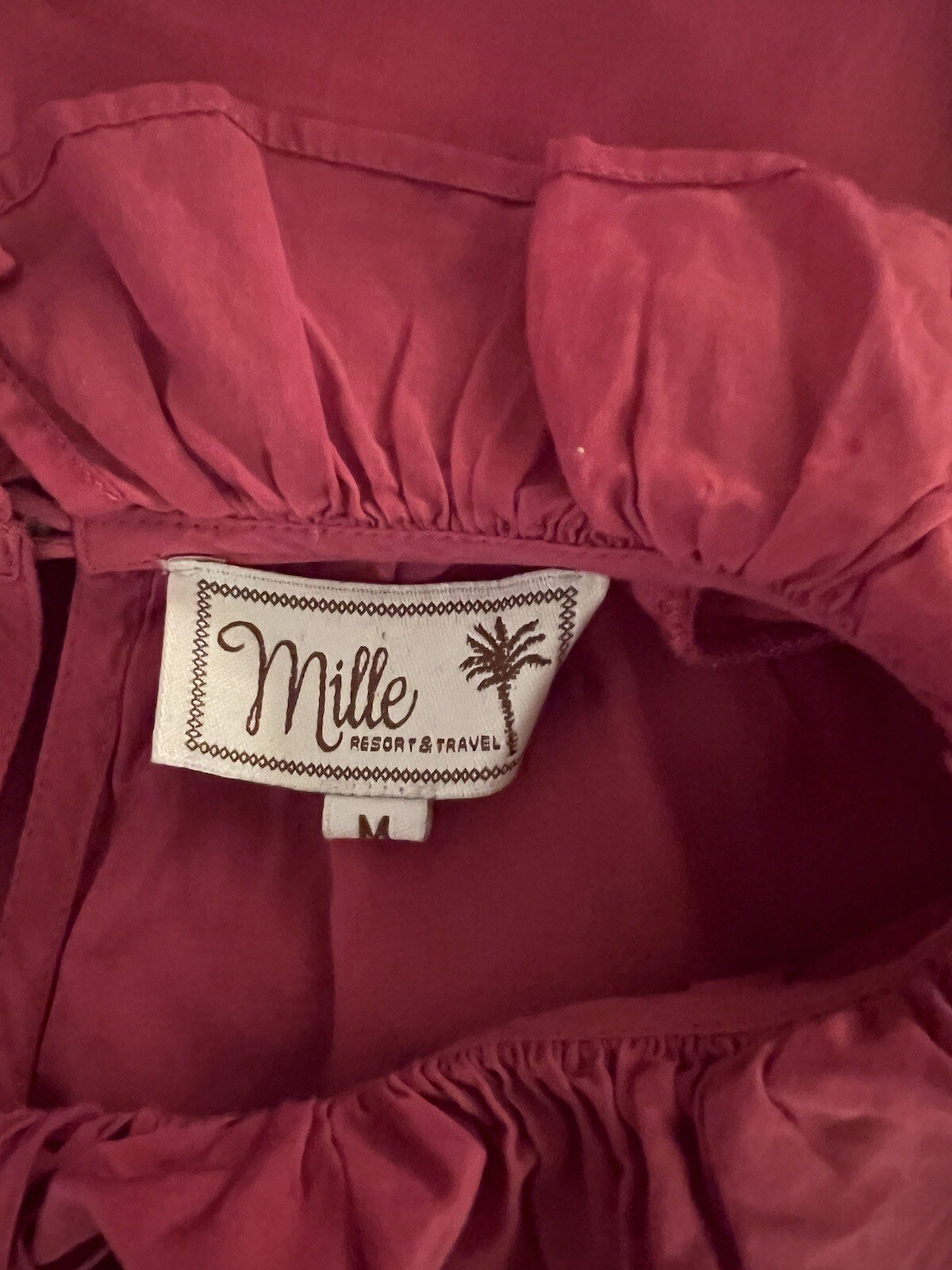 Mille Resort & Travel Pink Blouse Ruffle Balloon Sleeve Pink Size M. d403