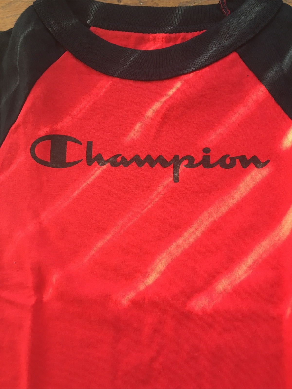 Champion Youth’s Athletic Raglan Crew-neck T-shirt – XL- Scarlet/Black