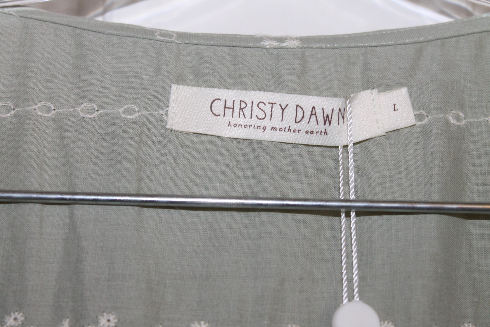 Christy Dawn Alana Seafoam Embroider Dress NWT Maxi Prairie Cottagecore Boho L